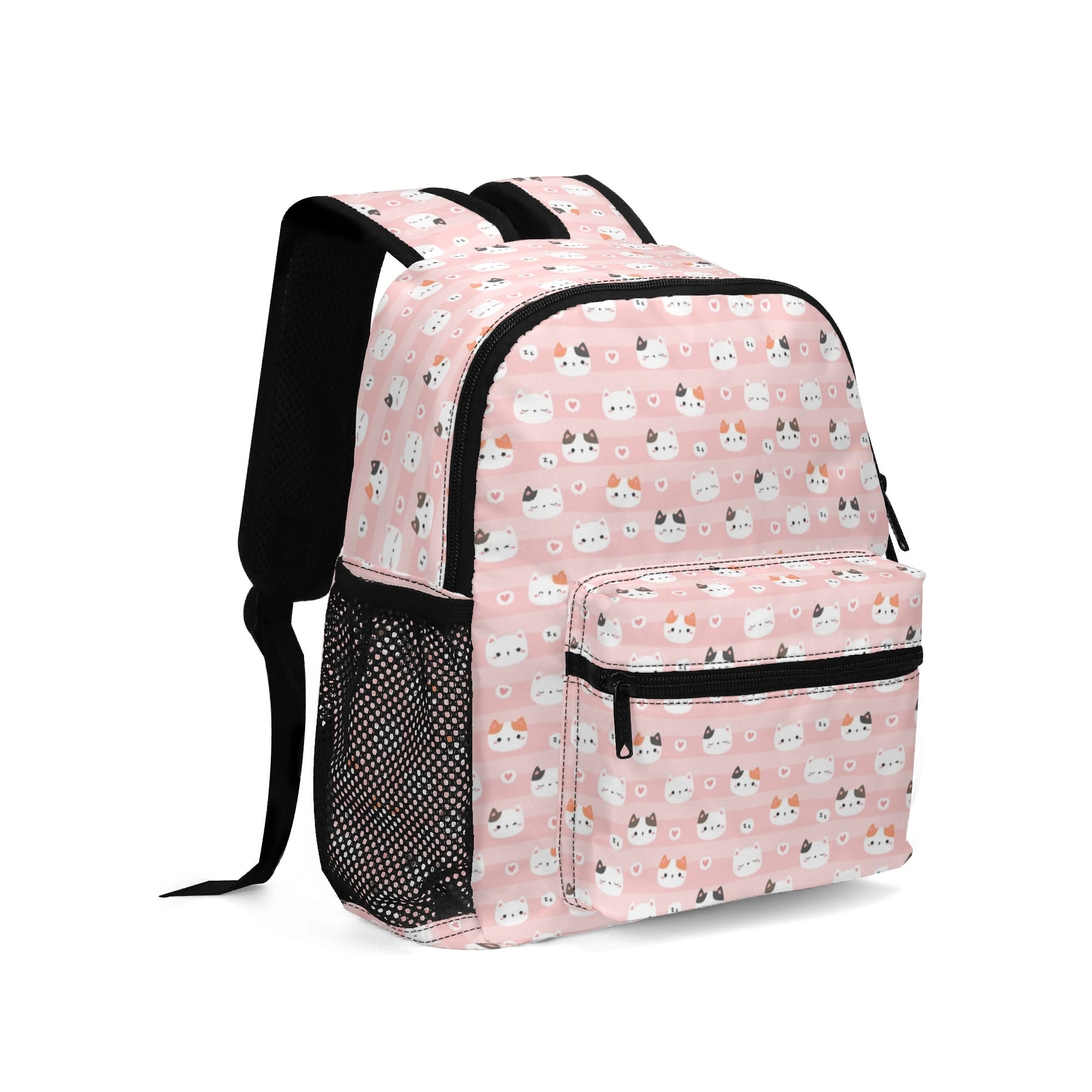 Personalised - Pink Cats - Small Kids Backpack, Name On Back Personalised Small Kids Backpack animal Printed Offshore