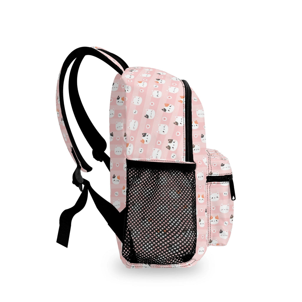 Personalised Pink Cats Small Kids Backpack, Name On Back Personalised Small Kids Backpack animal Printed Offshore