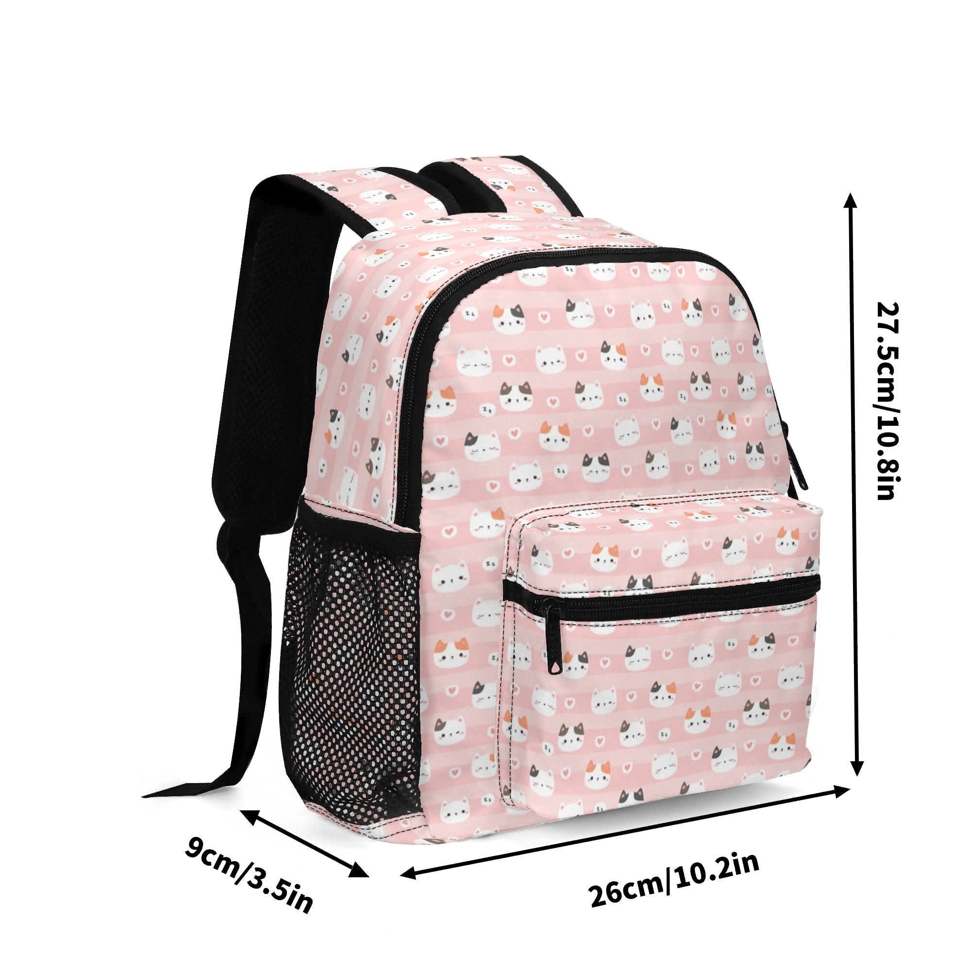 Personalised - Pink Cats - Small Kids Backpack, Name On Back Personalised Small Kids Backpack animal Printed Offshore