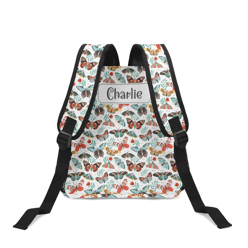 Personalised Pretty Moths And Butterflies Small Kids Backpack, Name On Back Personalised Small Kids Backpack animal Printed Offshore