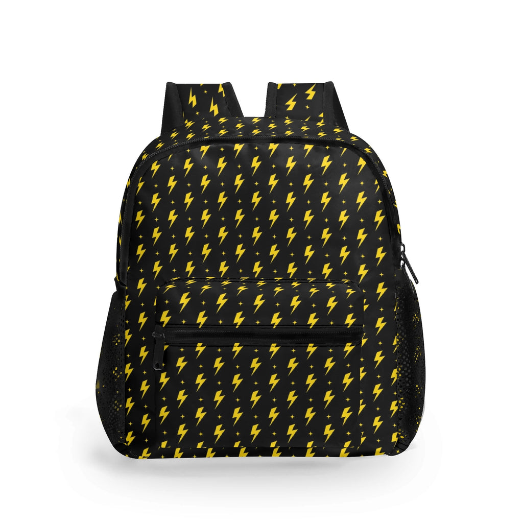 Personalised Yellow Lightning Small Kids Backpack, Name On Back Default Title Personalised Small Kids Backpack comic Printed Offshore