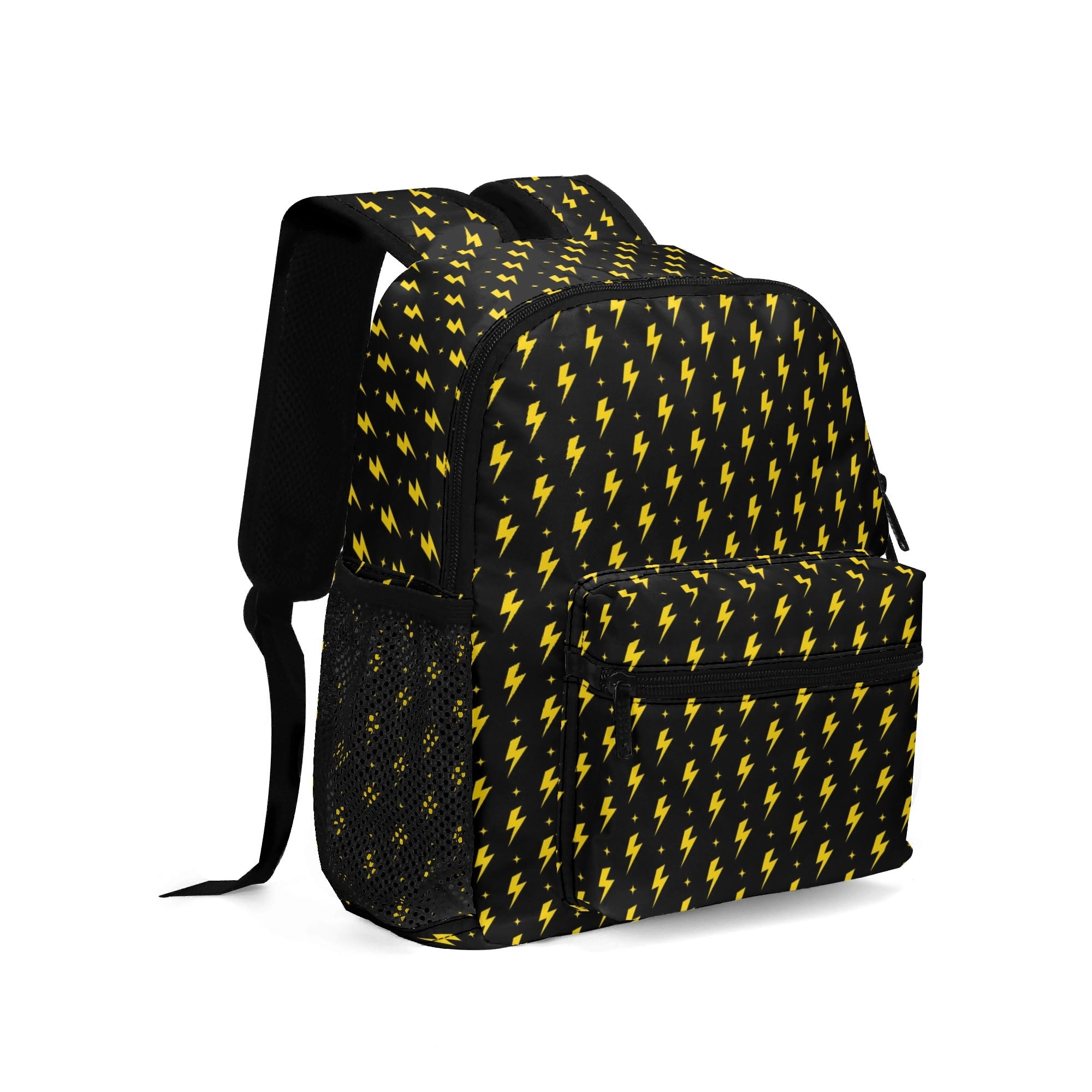 Personalised - Yellow Lightning - Small Kids Backpack, Name On Back Personalised Small Kids Backpack comic Printed Offshore