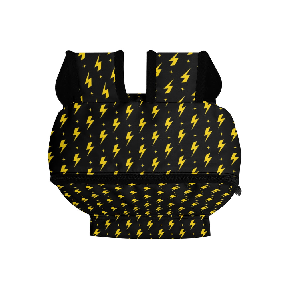 Personalised Yellow Lightning Small Kids Backpack, Name On Back Personalised Small Kids Backpack comic Printed Offshore