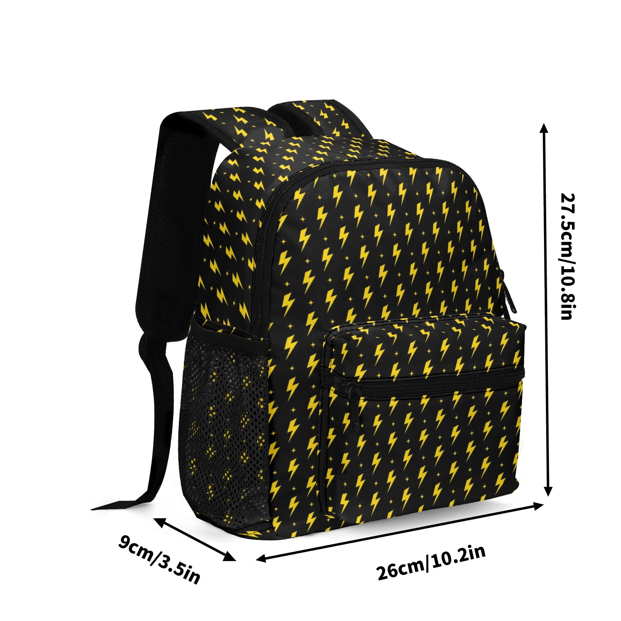 Personalised - Yellow Lightning - Small Kids Backpack, Name On Back Personalised Small Kids Backpack comic Printed Offshore