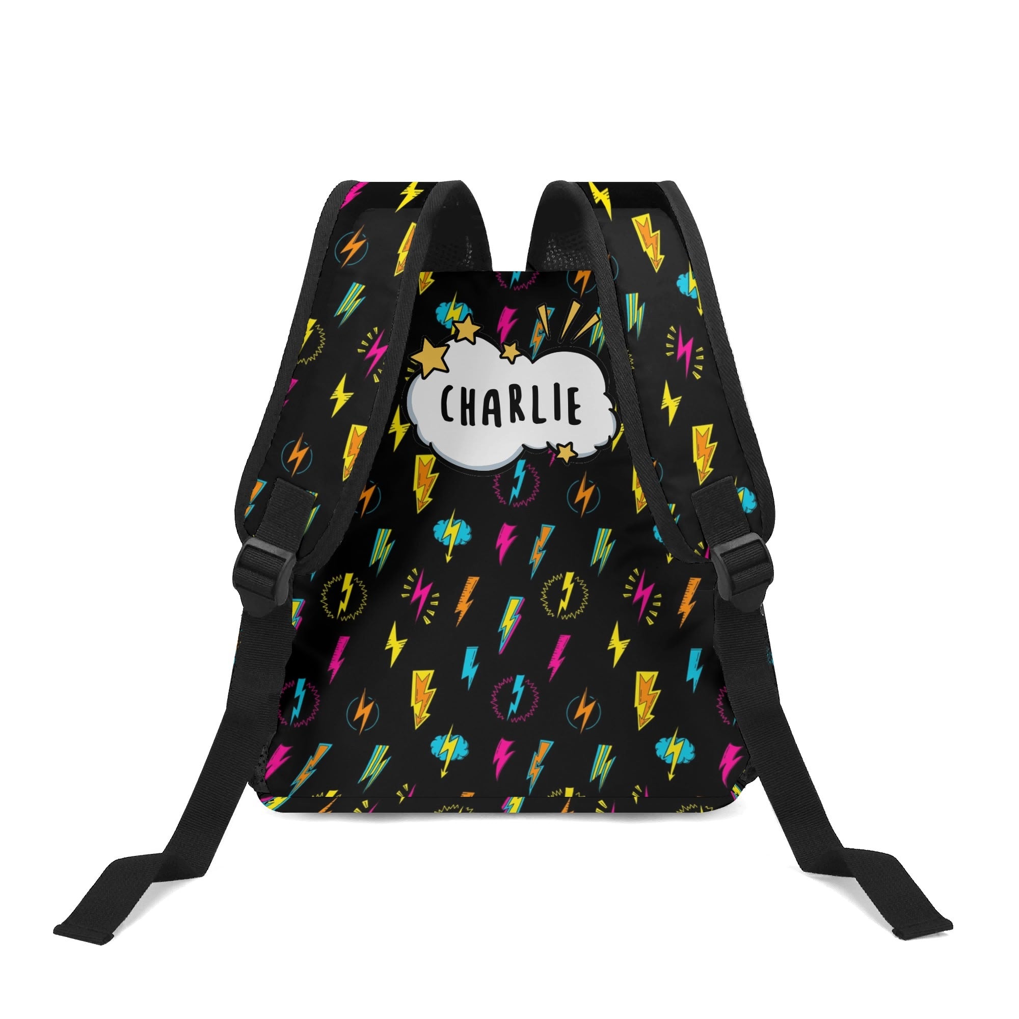 Personalised - Fun Lightning, Comic Book - Small Kids Backpack, Name On Back Personalised Small Kids Backpack comic Printed Offshore