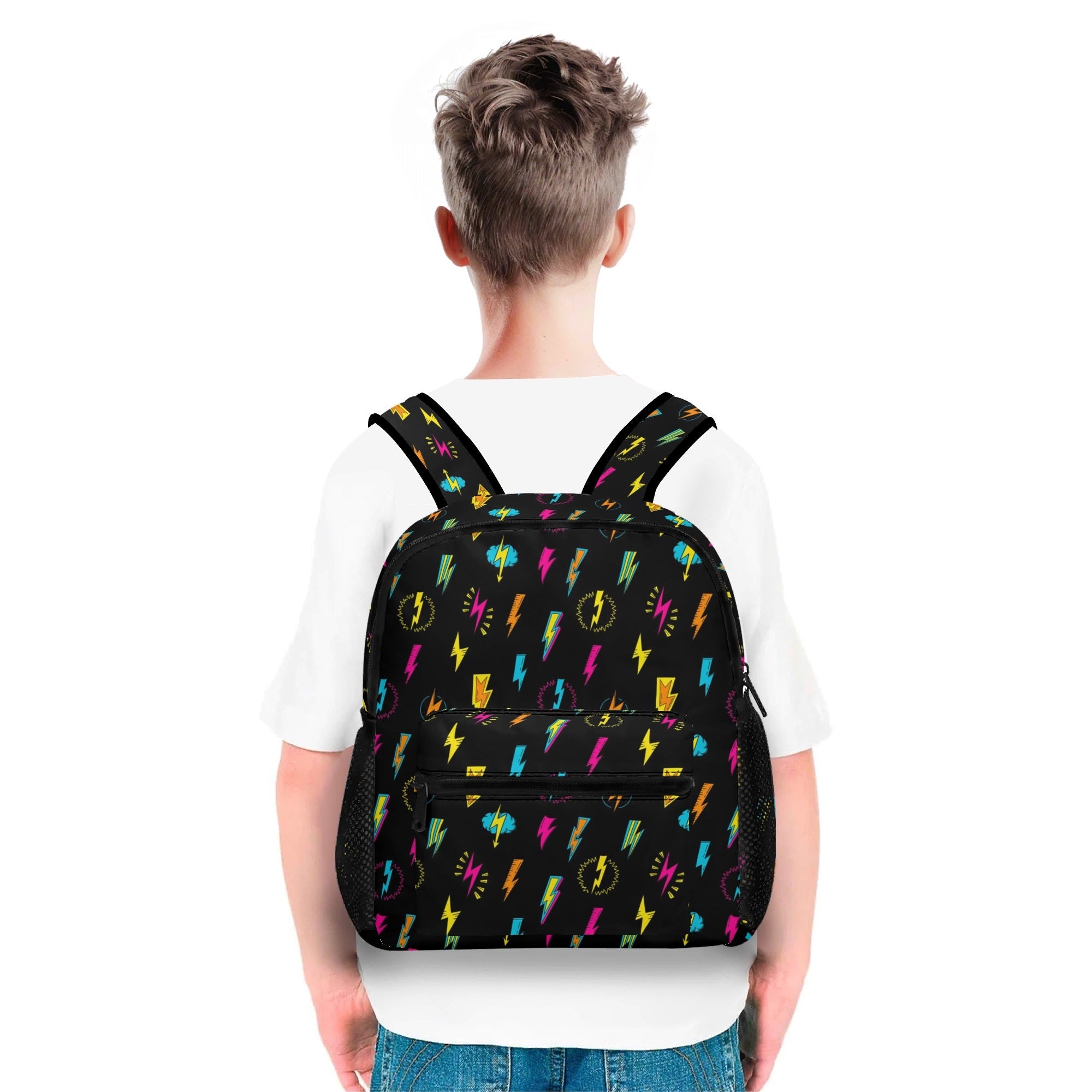 Personalised - Fun Lightning, Comic Book - Small Kids Backpack, Name On Back Personalised Small Kids Backpack comic Printed Offshore