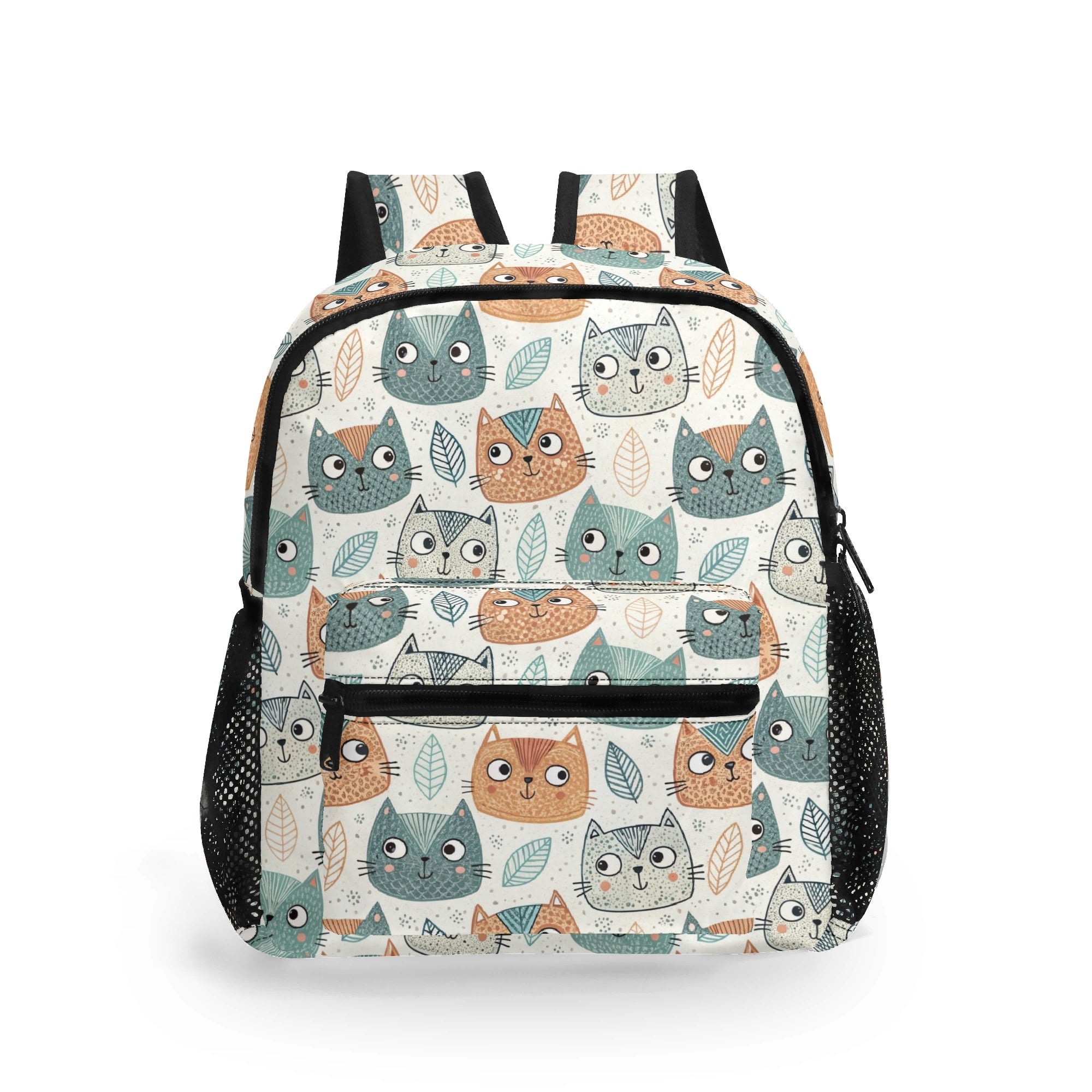 Personalised - Cute Cat Faces - Small Kids Backpack, Name On Back Default Title Personalised Small Kids Backpack animal Printed Offshore
