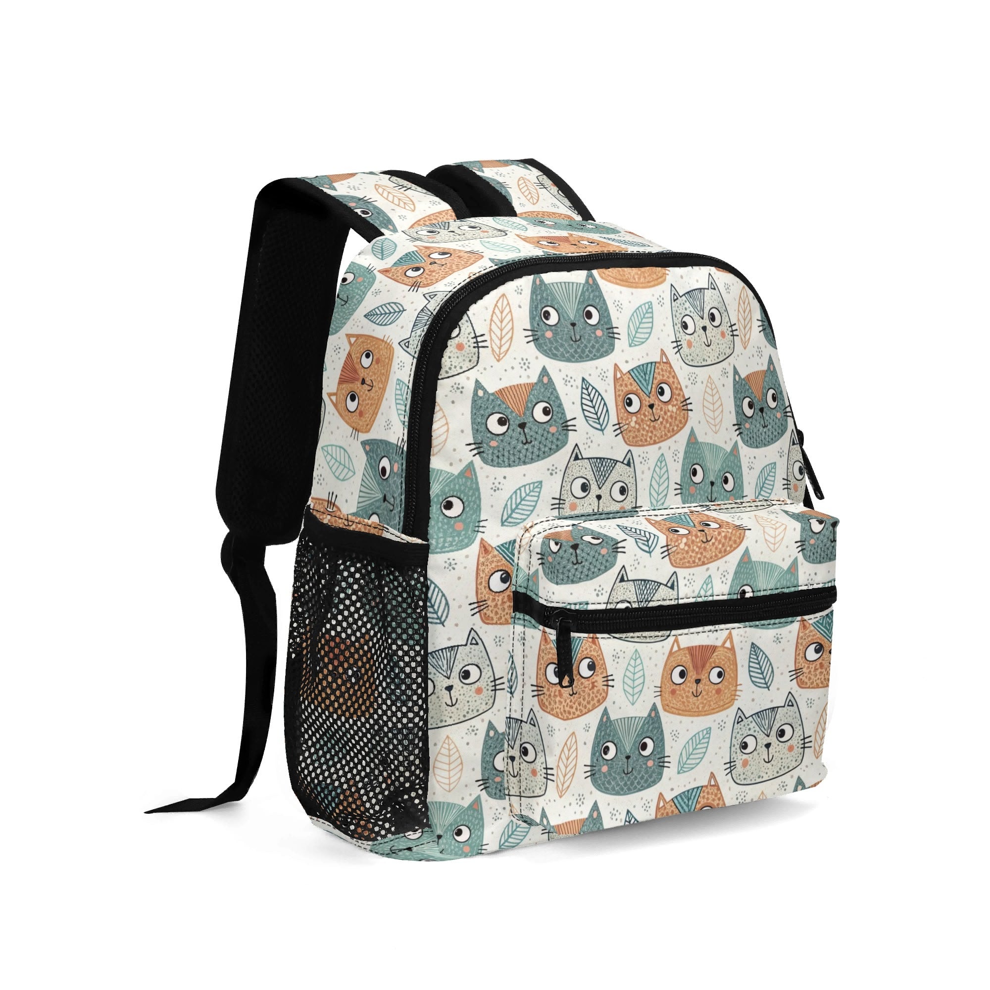 Personalised - Cute Cat Faces - Small Kids Backpack, Name On Back Personalised Small Kids Backpack animal Printed Offshore
