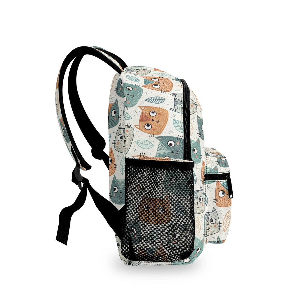 Personalised Cute Cat Faces Small Kids Backpack, Name On Back Personalised Small Kids Backpack animal Printed Offshore