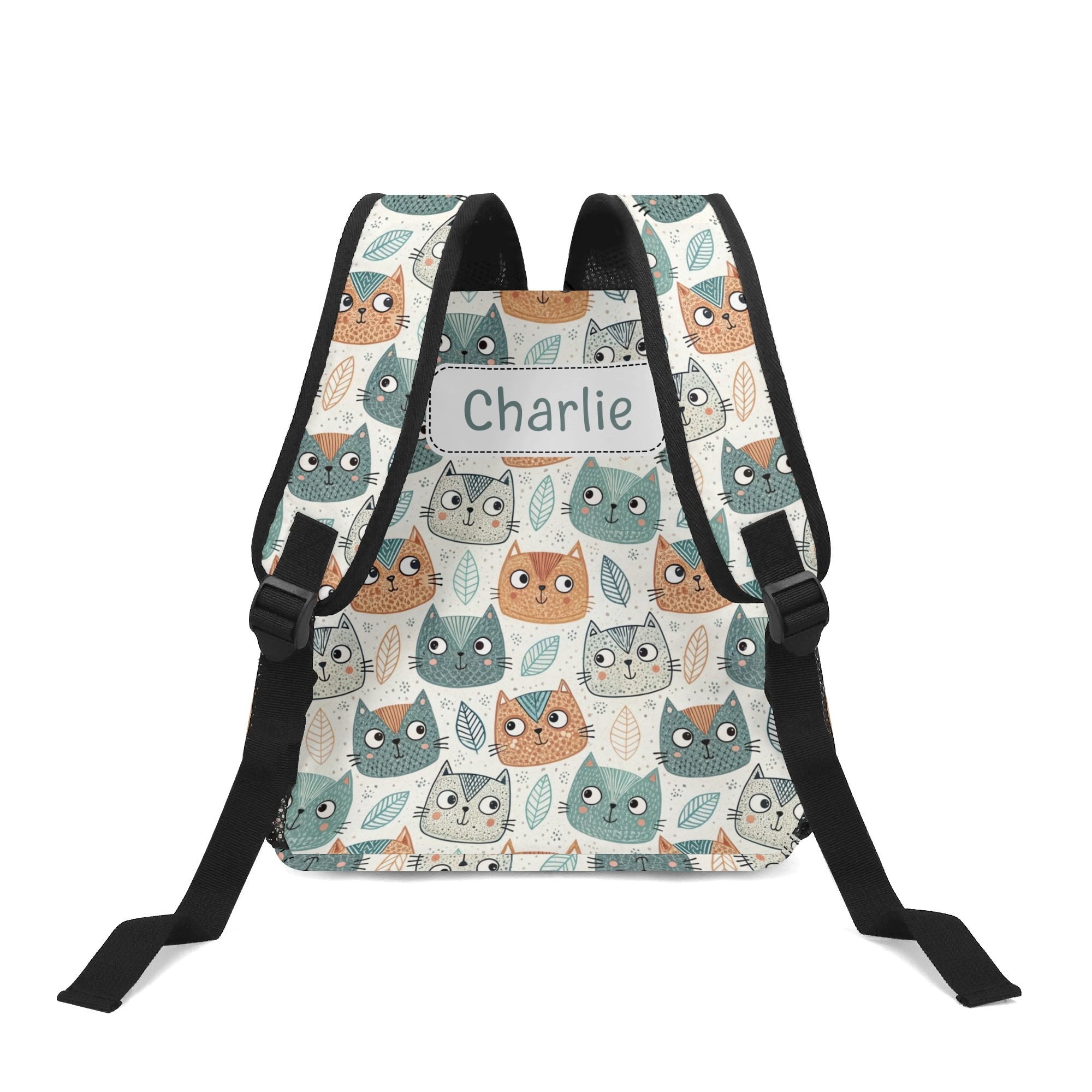 Personalised - Cute Cat Faces - Small Kids Backpack, Name On Back Personalised Small Kids Backpack animal Printed Offshore