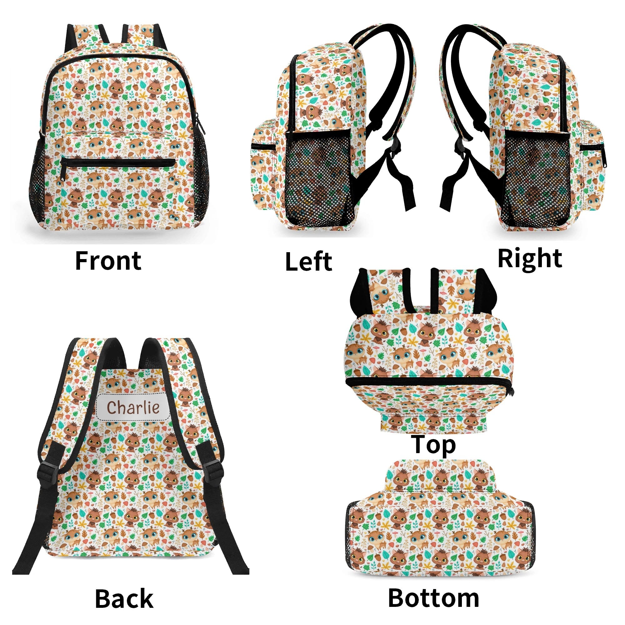 Personalised - Cute Animals - Small Kids Backpack, Name On Back Personalised Small Kids Backpack animal Printed Offshore