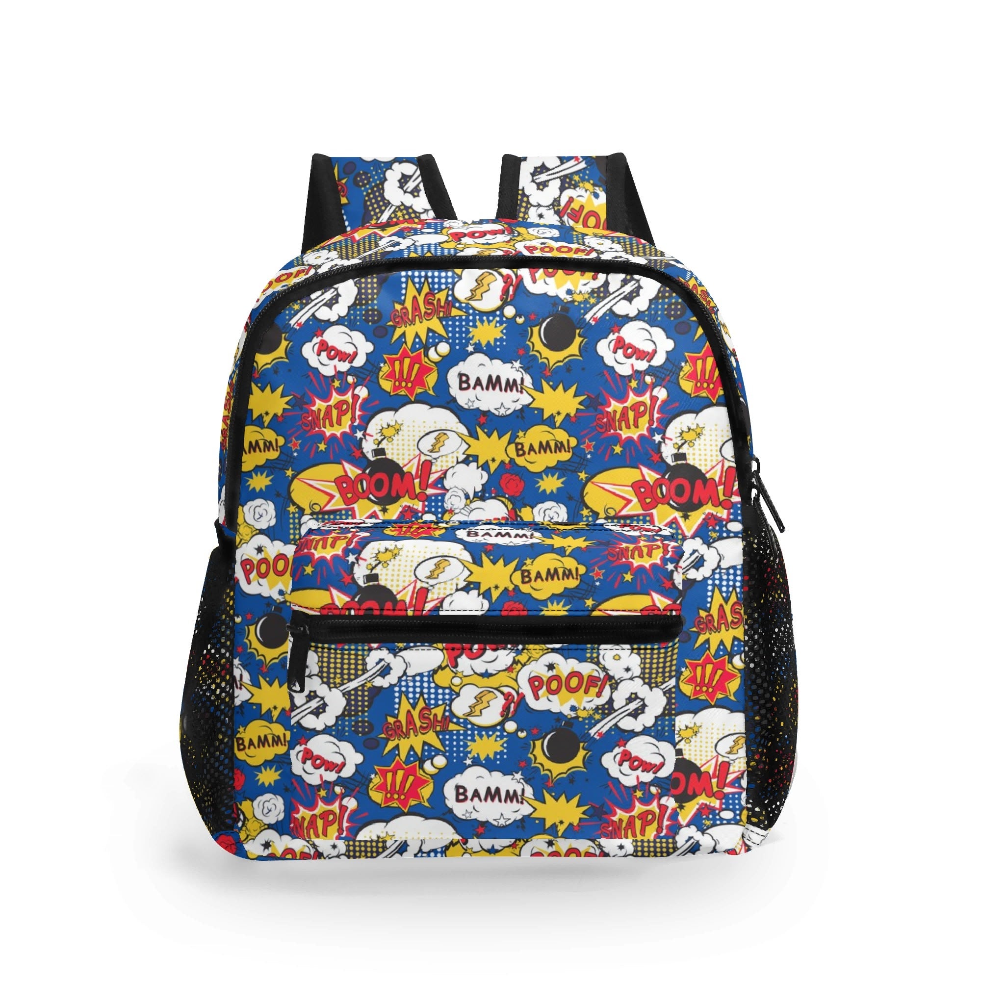 Personalised - Comic Book Blue - Small Kids Backpack, Name On Back Default Title Personalised Small Kids Backpack comic Printed Offshore