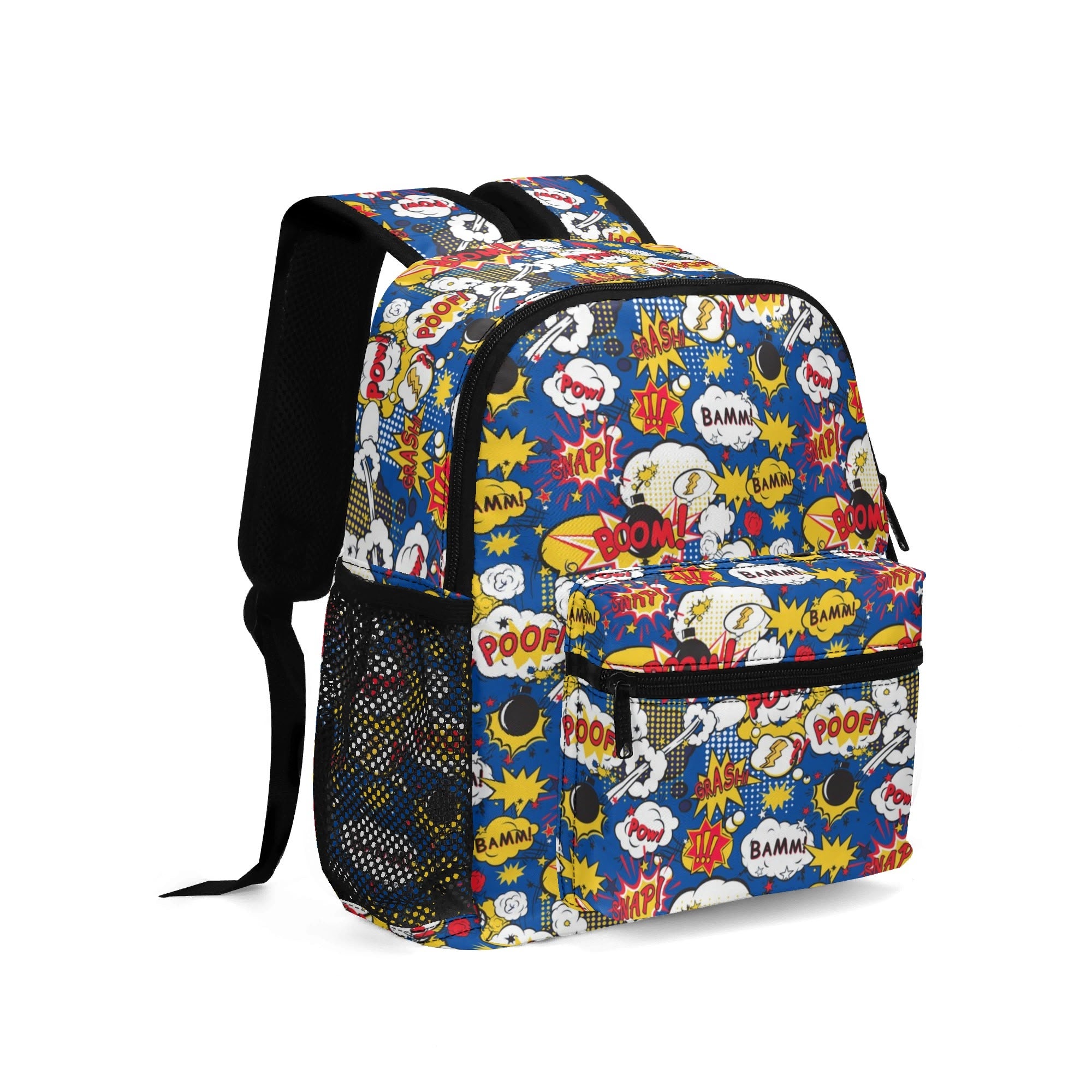 Personalised - Comic Book Blue - Small Kids Backpack, Name On Back Personalised Small Kids Backpack comic Printed Offshore
