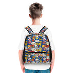 Personalised Comic Book Blue Small Kids Backpack, Name On Back Personalised Small Kids Backpack comic Printed Offshore
