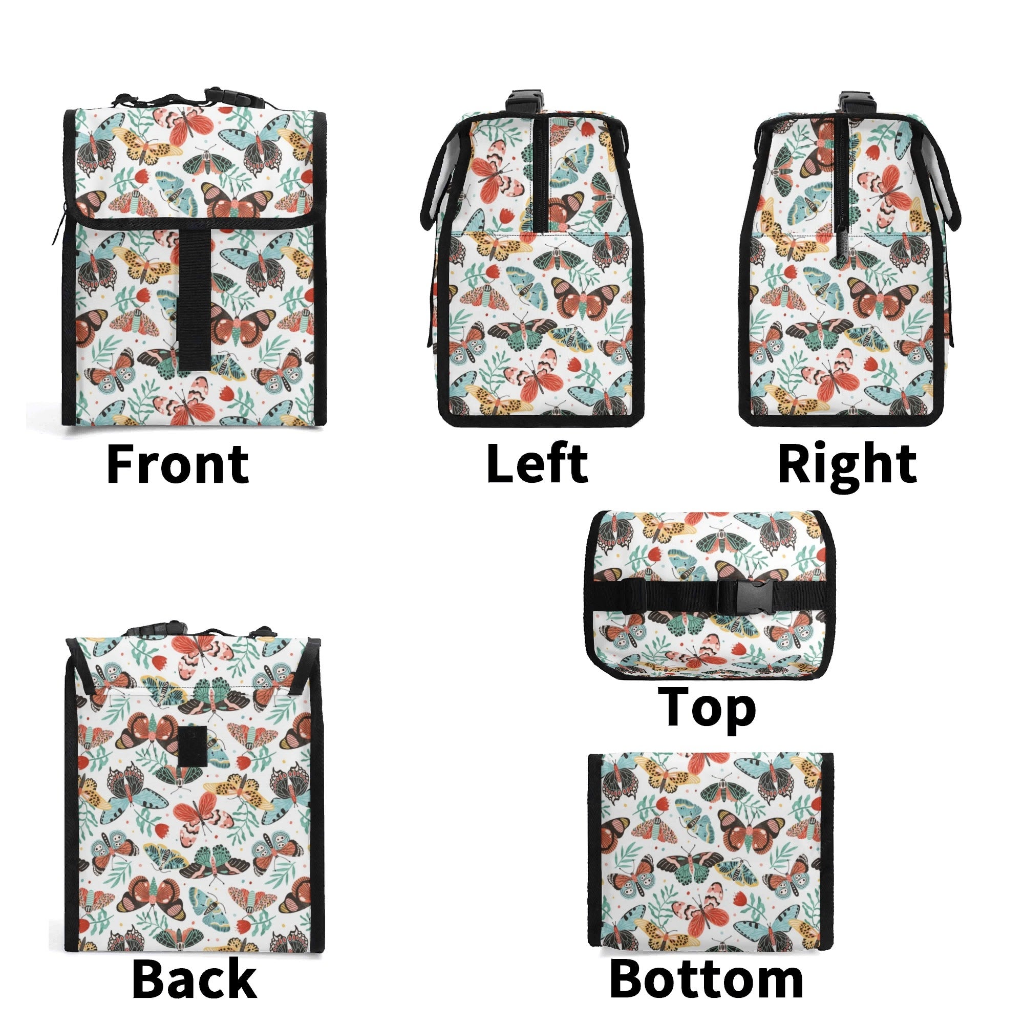 Pretty Moths And Butterflies Flip-top Lunch Bag Flip Top Lunch Bag animal Printed Offshore