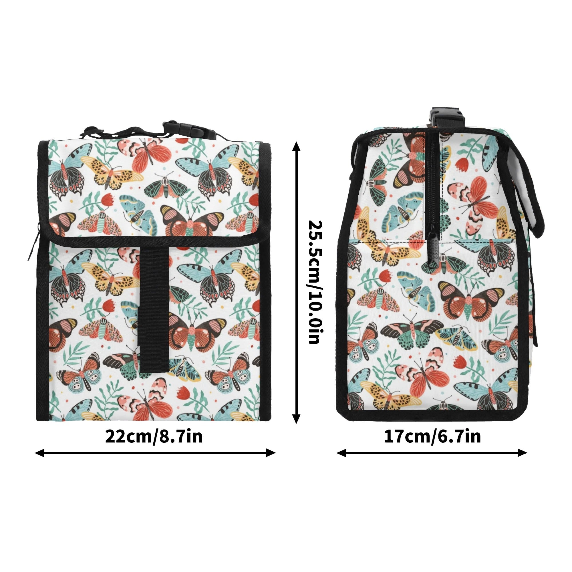 Pretty Moths And Butterflies Flip-top Lunch Bag Flip Top Lunch Bag animal Printed Offshore