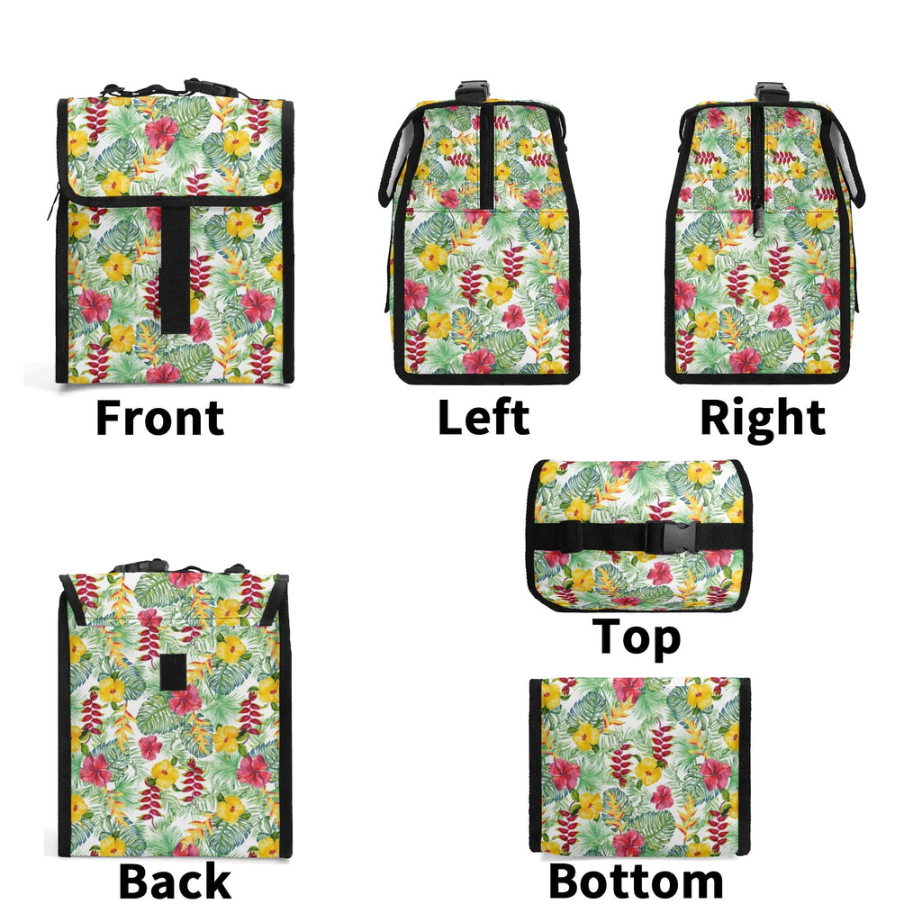 Tropical Flowers On White Flip-top Lunch Bag Flip Top Lunch Bag Plants Printed Offshore