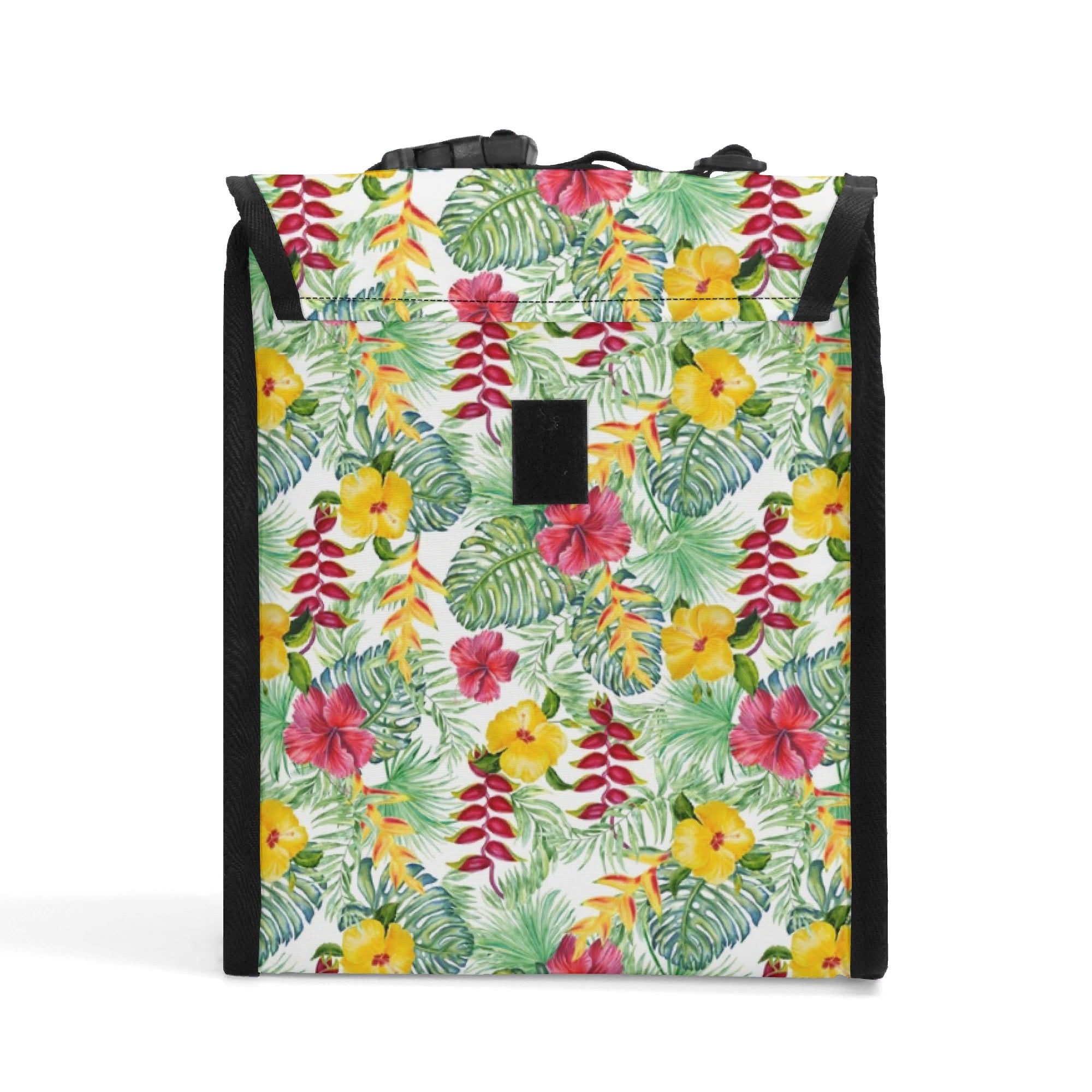 Tropical Flowers On White Flip-top Lunch Bag Flip Top Lunch Bag Plants Printed Offshore
