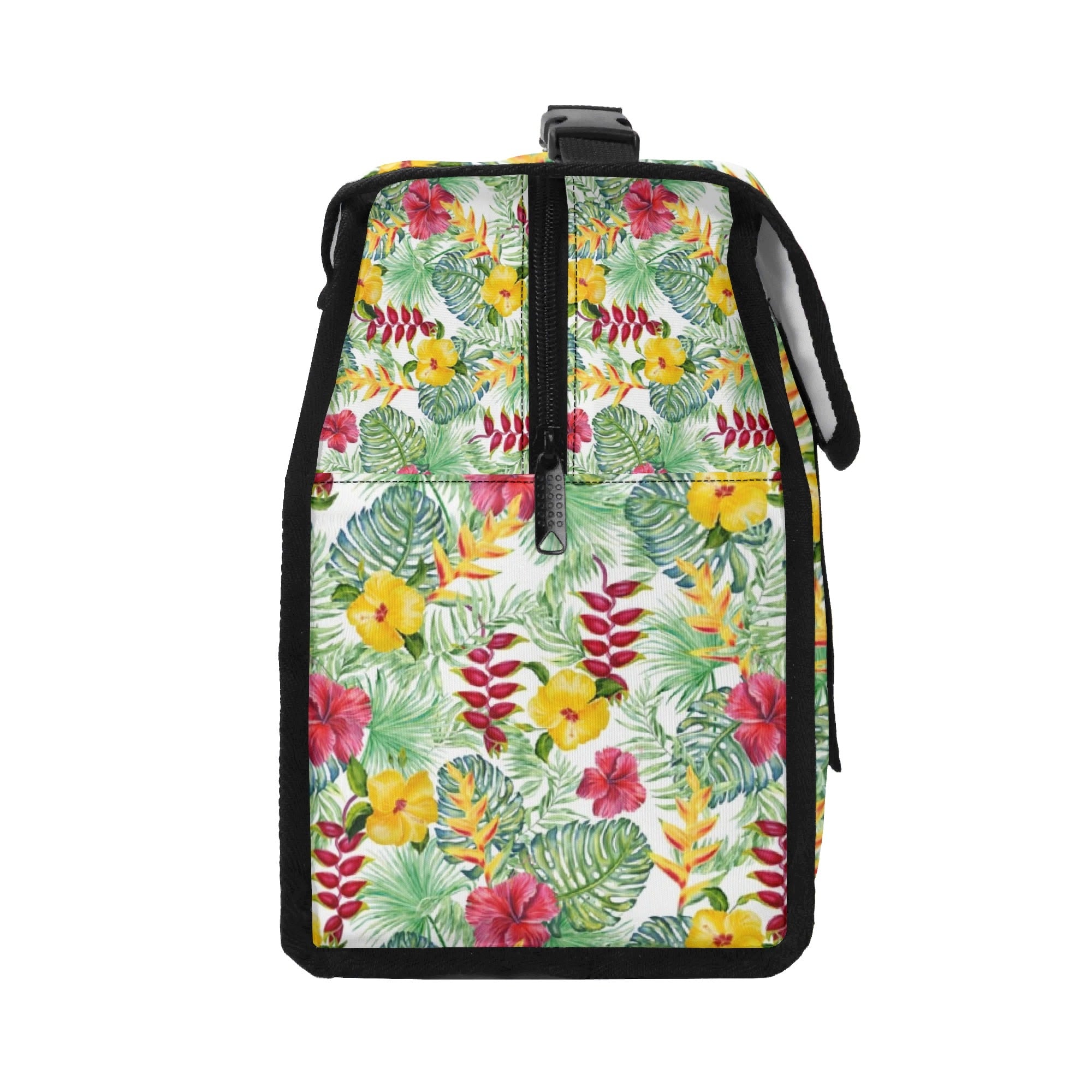 Tropical Flowers On White Flip-top Lunch Bag Flip Top Lunch Bag Plants Printed Offshore
