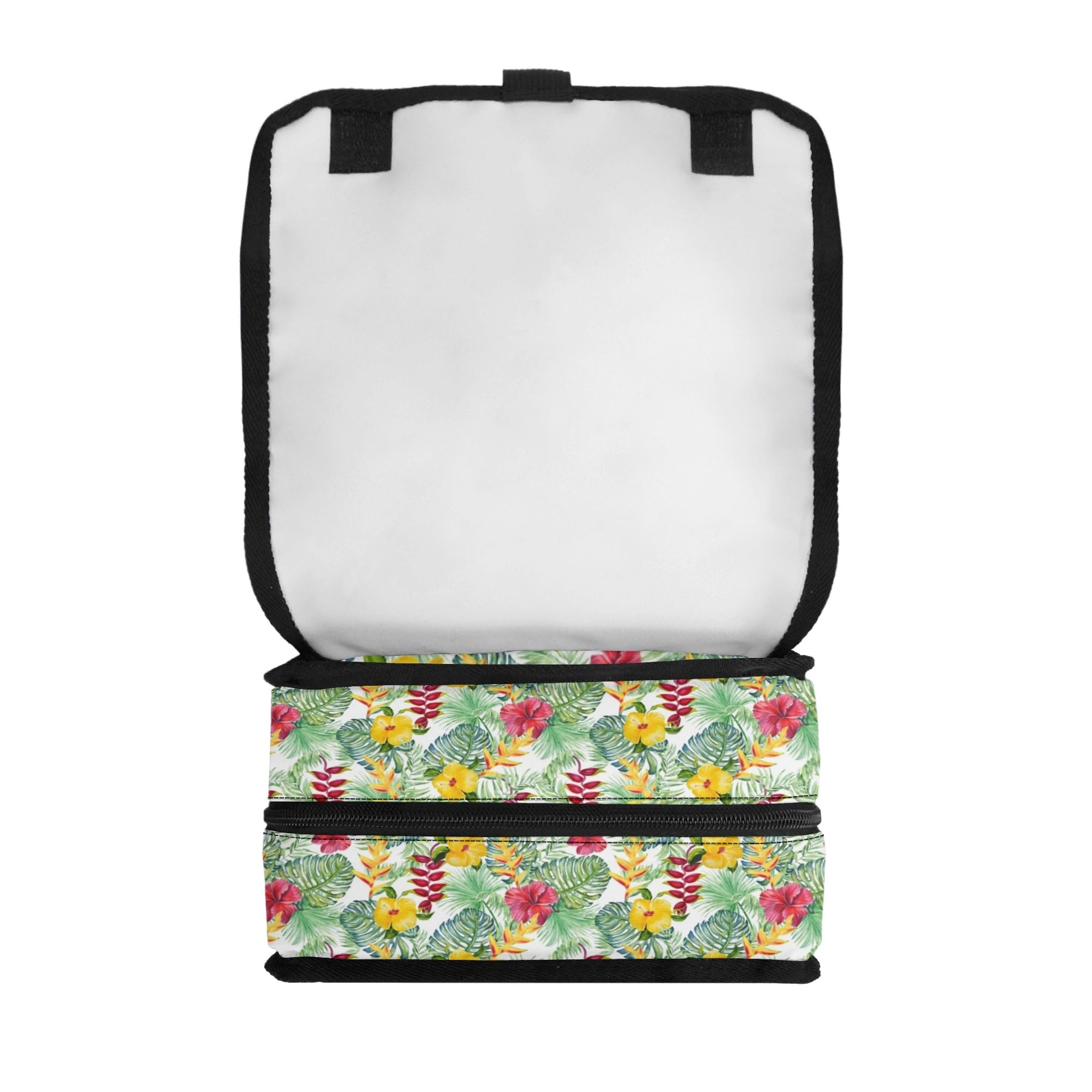 Tropical Flowers On White Flip-top Lunch Bag Flip Top Lunch Bag Plants Printed Offshore