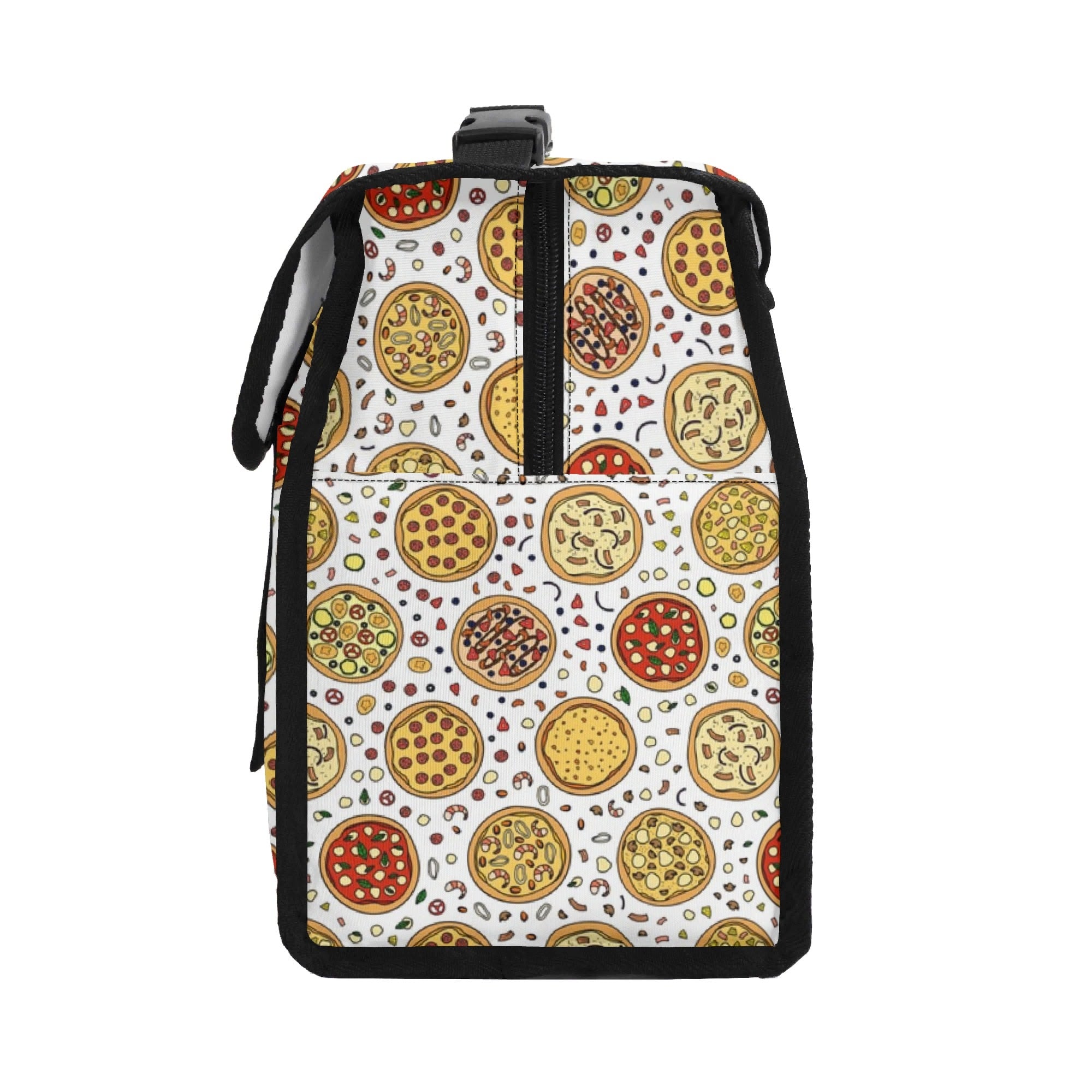 Round Pizzas On White Flip-top Lunch Bag Flip Top Lunch Bag Food Printed Offshore