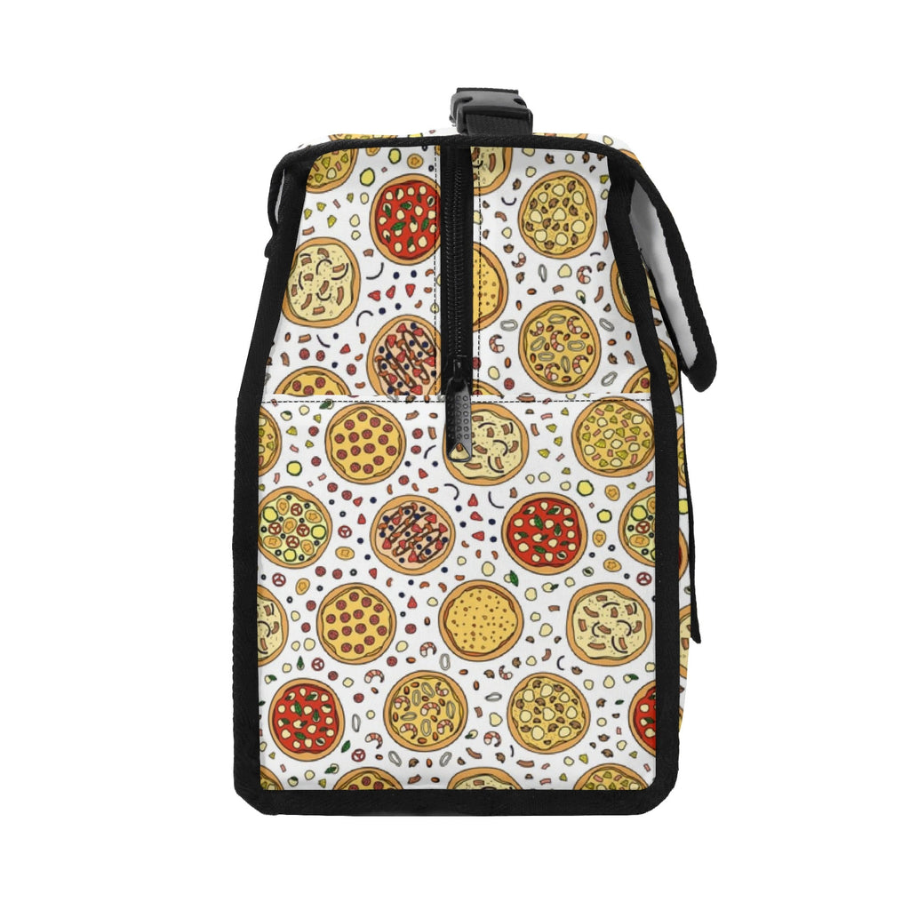 Round Pizzas On White Flip-top Lunch Bag Flip Top Lunch Bag Food Printed Offshore