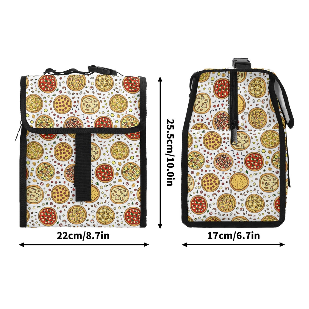 Round Pizzas On White Flip-top Lunch Bag Flip Top Lunch Bag Food Printed Offshore
