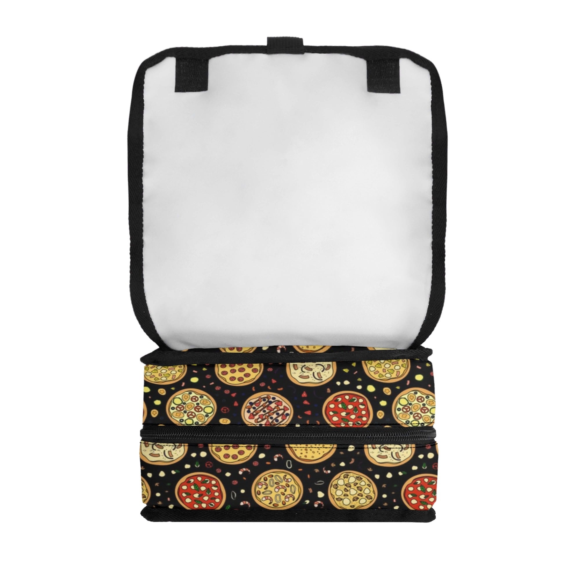 Round Pizzas On Black Flip-top Lunch Bag Flip Top Lunch Bag Printed Offshore