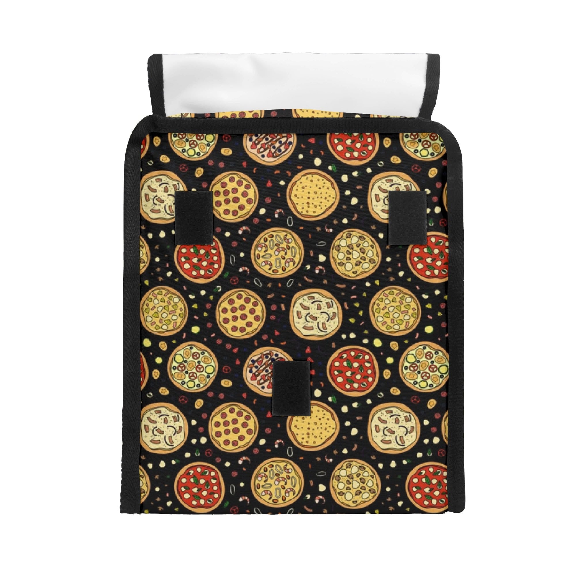 Round Pizzas On Black Flip-top Lunch Bag Flip Top Lunch Bag Printed Offshore
