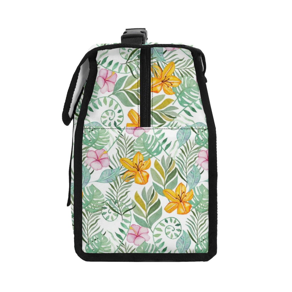 Tropical Flowers And Leaves Flip-top Lunch Bag Flip Top Lunch Bag Plants Printed Offshore