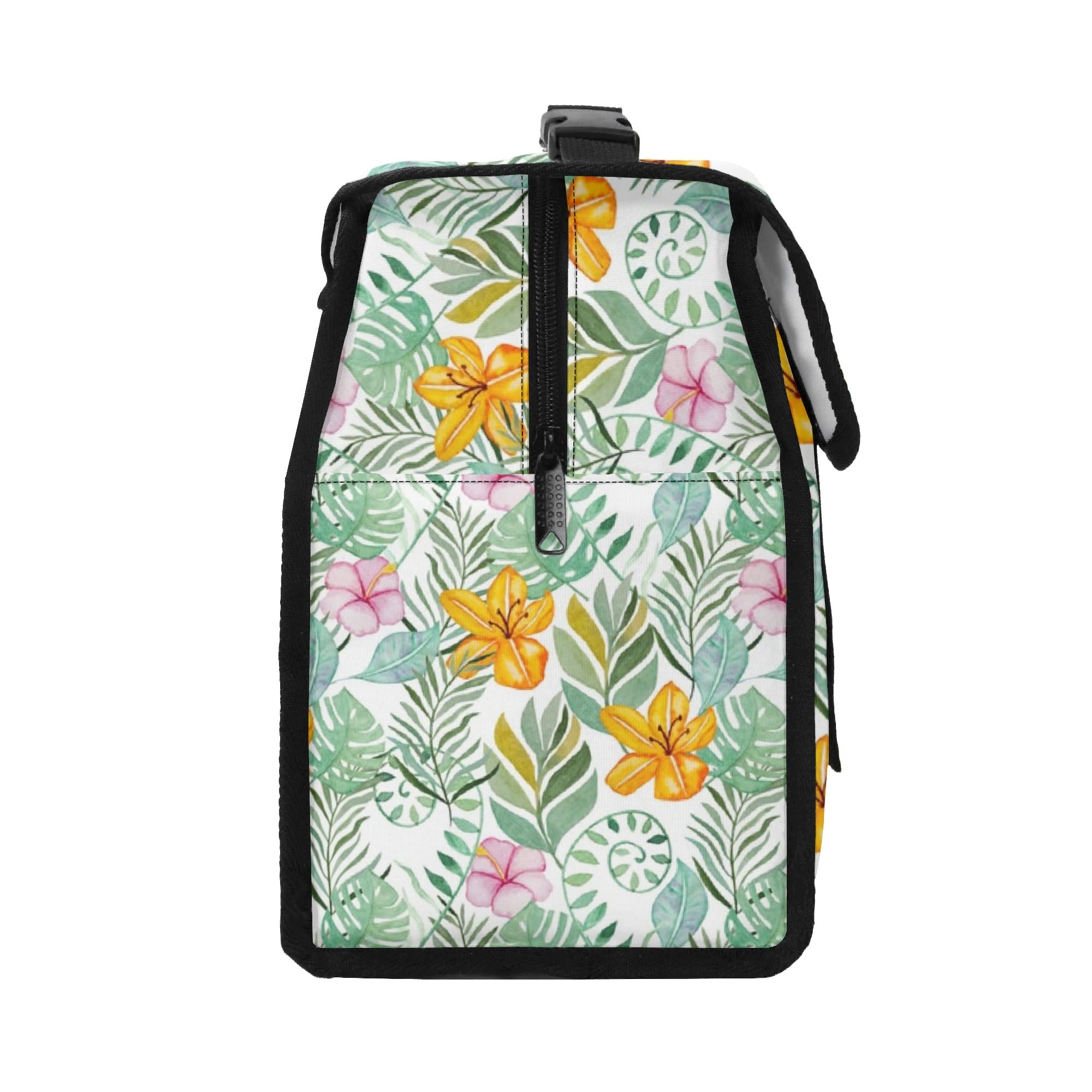 Tropical Flowers And Leaves Flip-top Lunch Bag Flip Top Lunch Bag Plants Printed Offshore