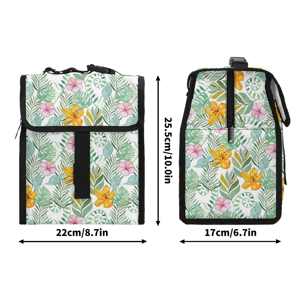 Tropical Flowers And Leaves Flip-top Lunch Bag Flip Top Lunch Bag Plants Printed Offshore
