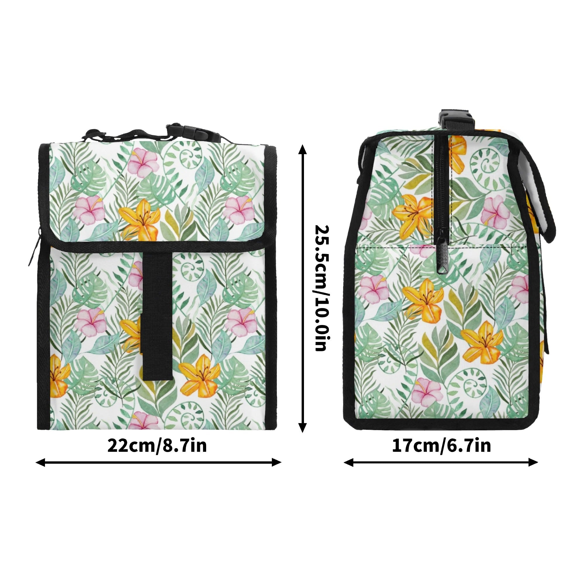 Tropical Flowers And Leaves Flip-top Lunch Bag Flip Top Lunch Bag Plants Printed Offshore