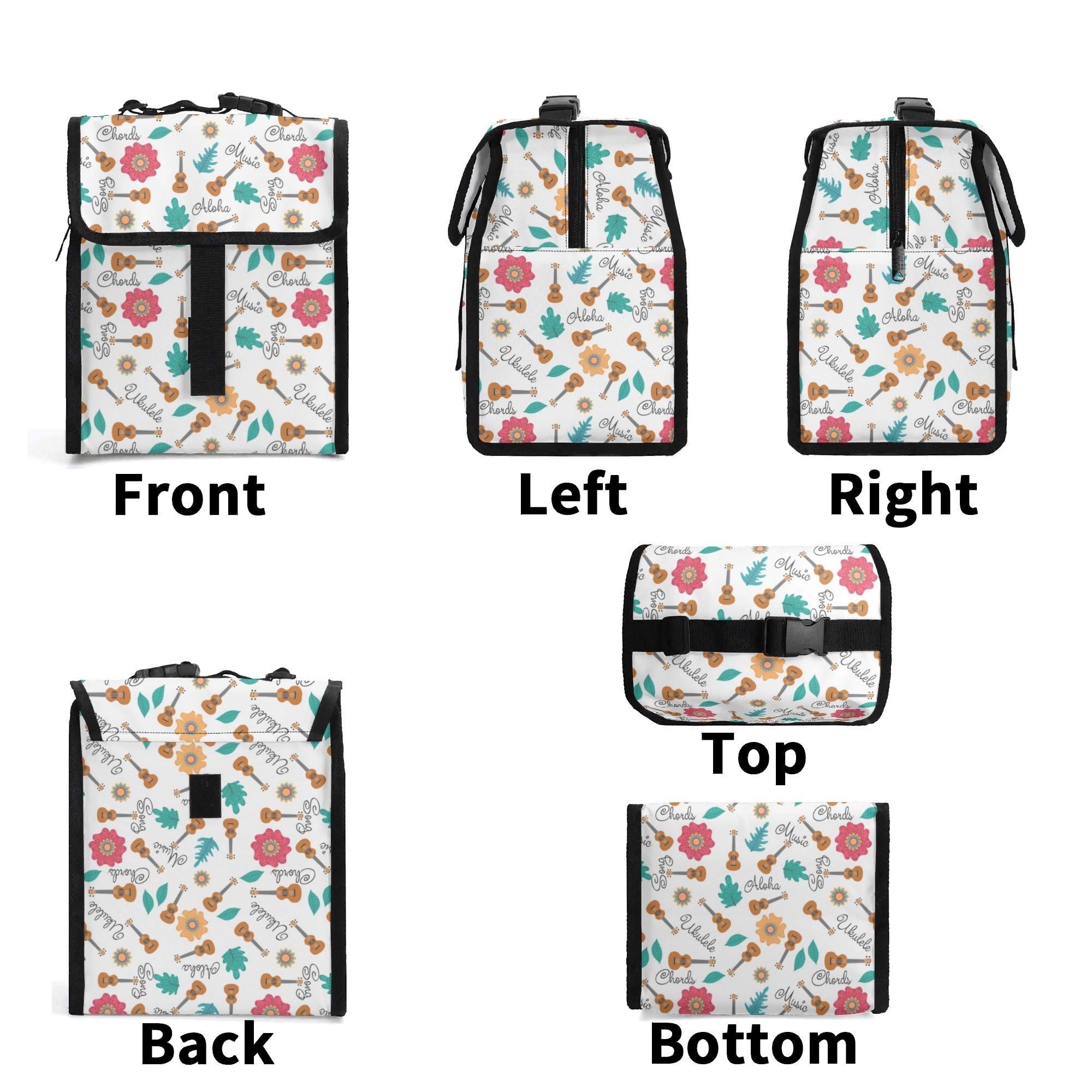 Ukulele Flip-top Lunch Bag Flip Top Lunch Bag Music Printed Offshore