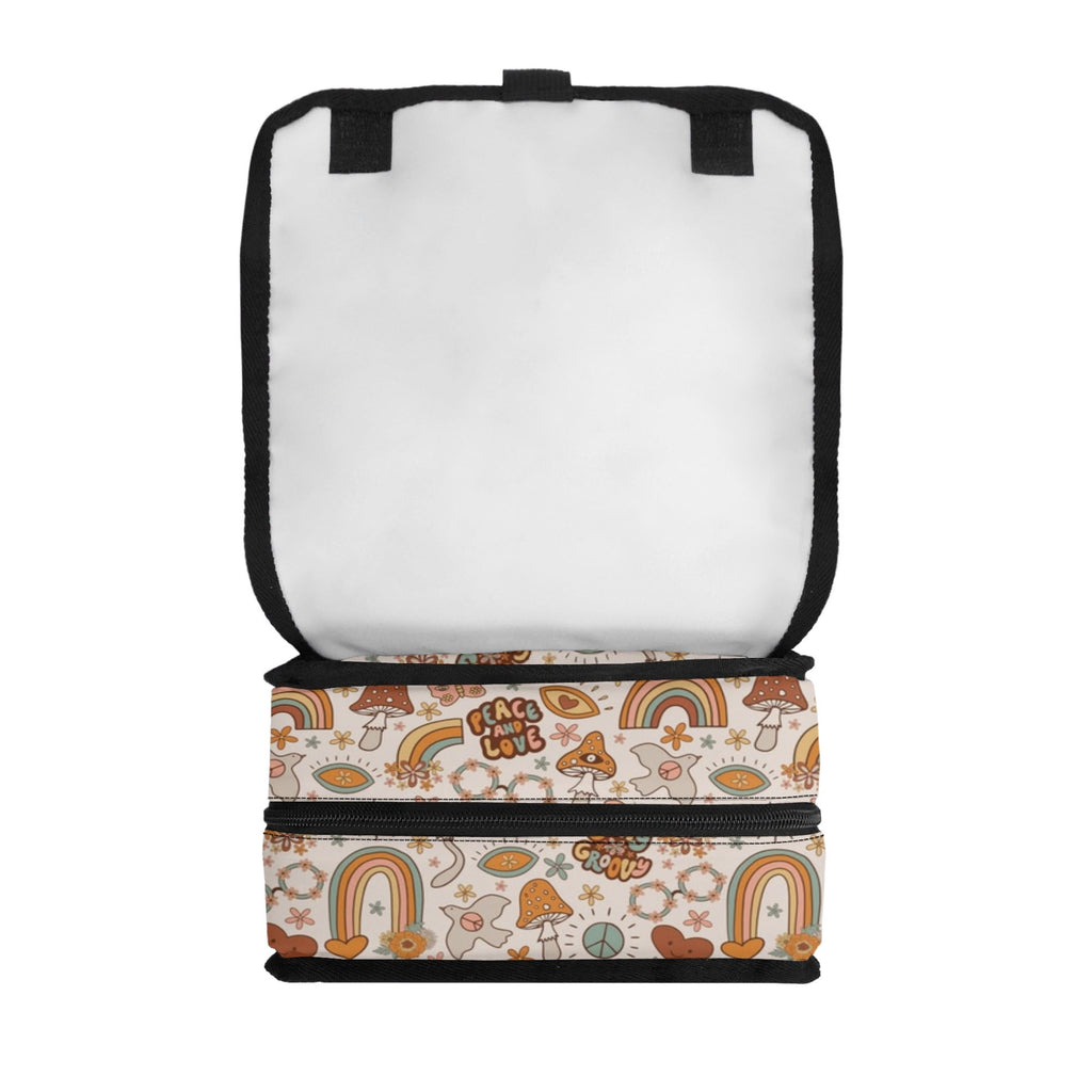 Peace And Love Flip-top Lunch Bag Flip Top Lunch Bag Printed Offshore Retro