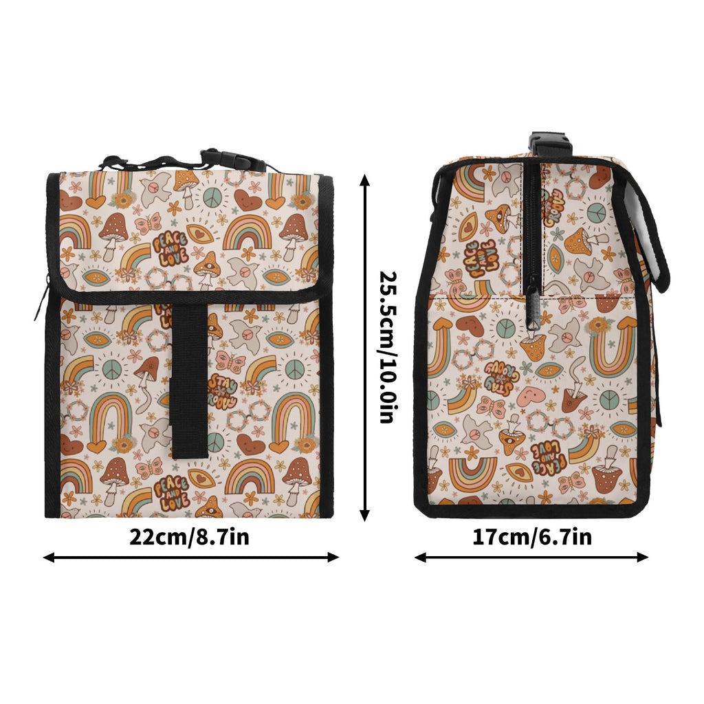 Peace And Love Flip-top Lunch Bag Flip Top Lunch Bag Printed Offshore Retro