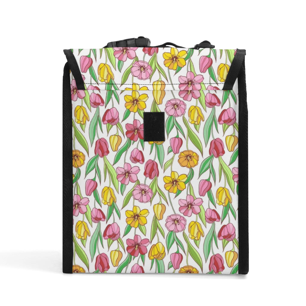 Pink And Yellow Floral Flip-top Lunch Bag Flip Top Lunch Bag Plants Printed Offshore
