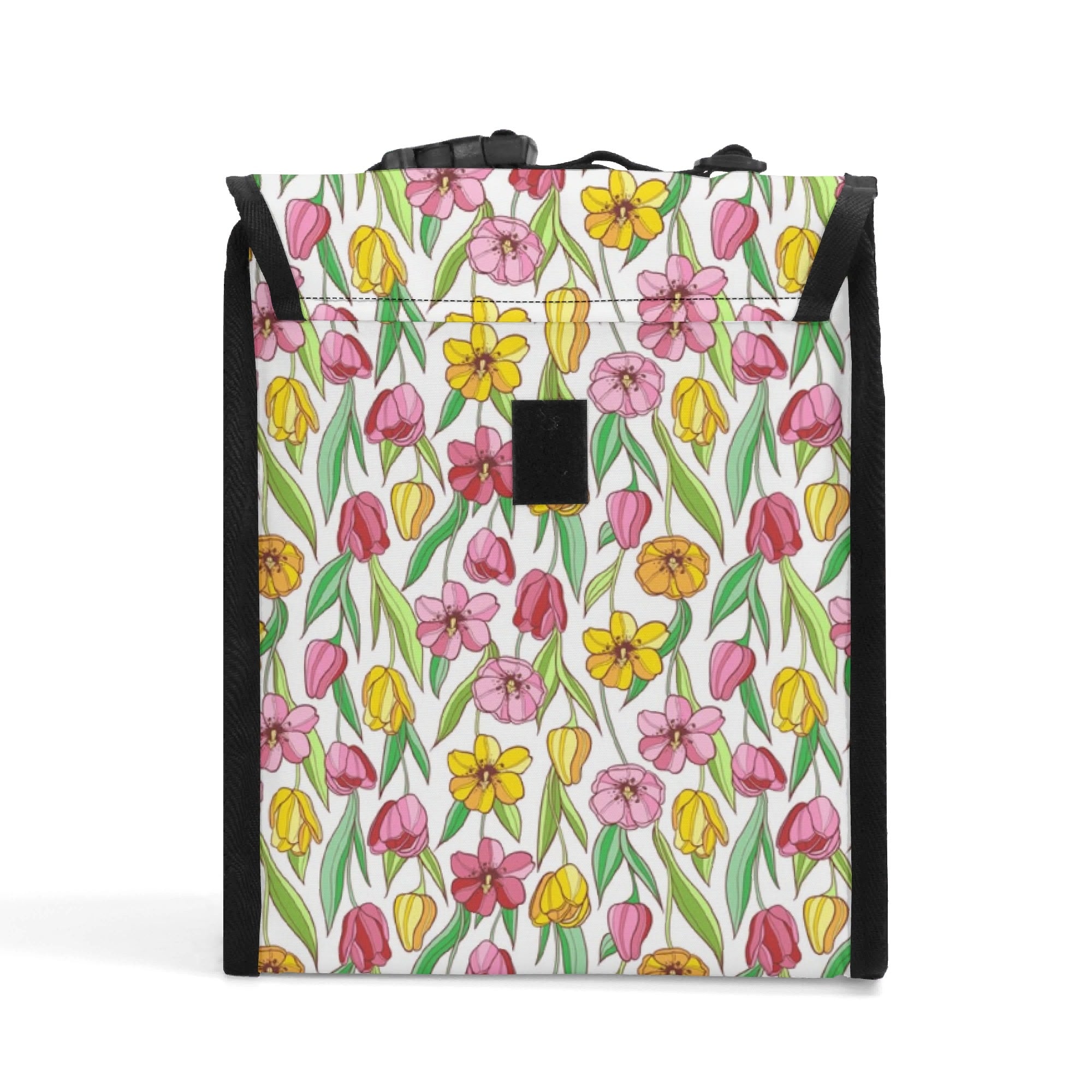Pink And Yellow Floral Flip-top Lunch Bag Flip Top Lunch Bag Plants Printed Offshore