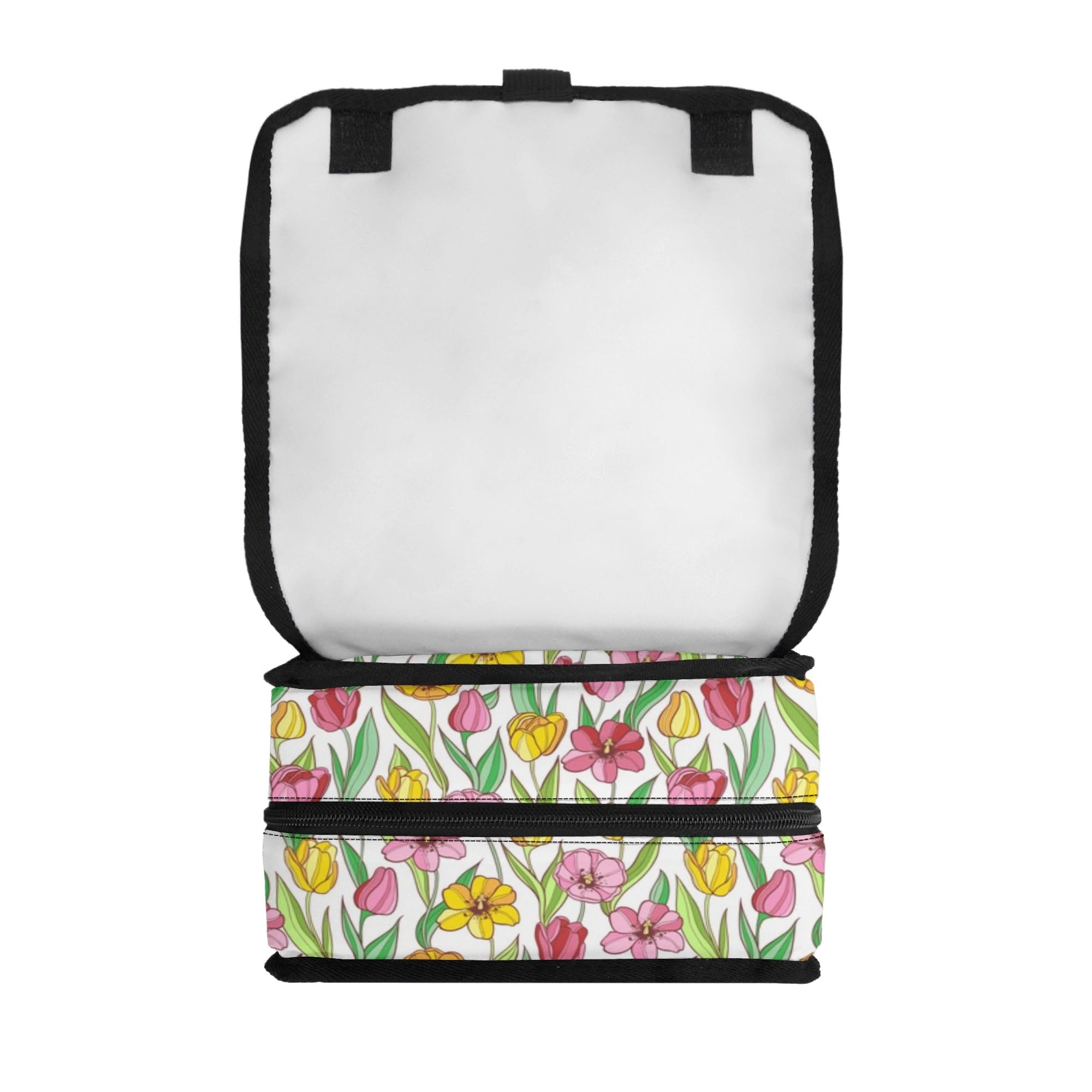 Pink And Yellow Floral Flip-top Lunch Bag Flip Top Lunch Bag Plants Printed Offshore