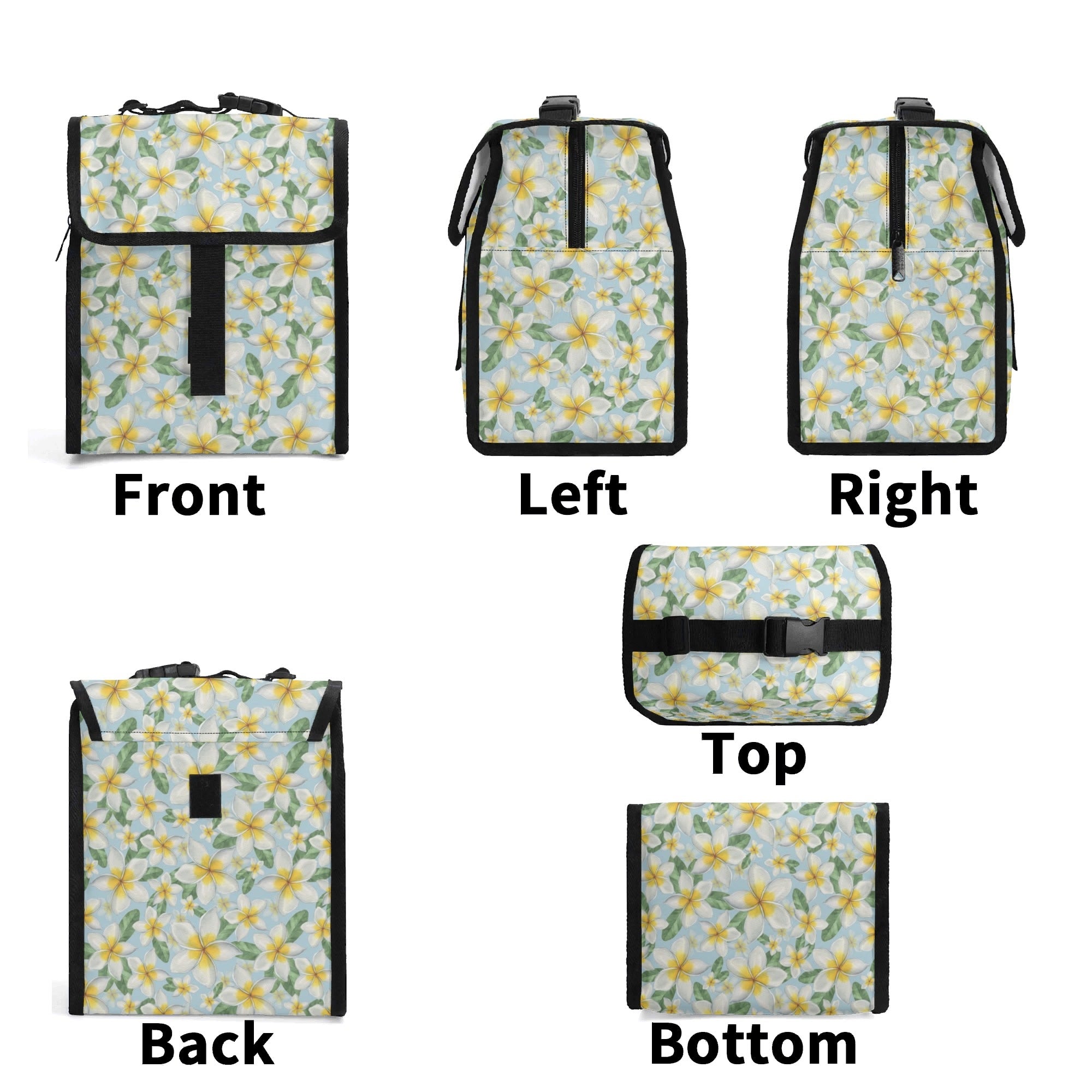 Delicate Frangipani Flip-top Lunch Bag Flip Top Lunch Bag Plants Printed Offshore