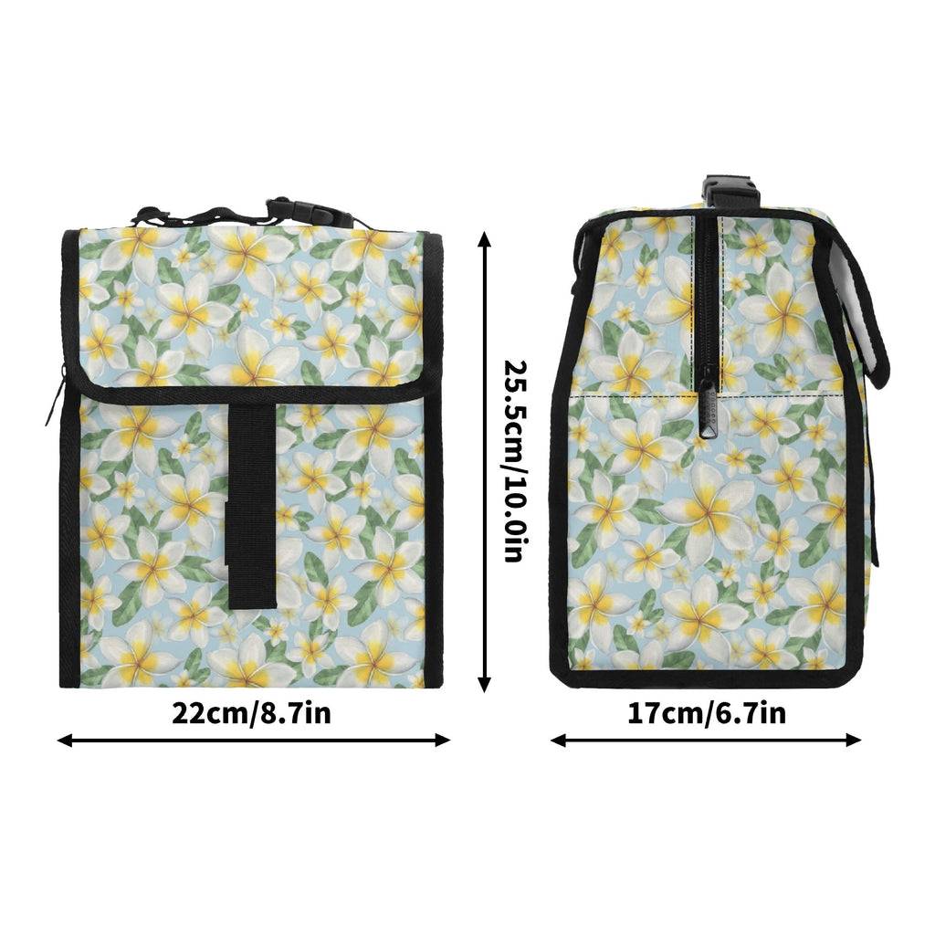 Delicate Frangipani Flip-top Lunch Bag Flip Top Lunch Bag Plants Printed Offshore