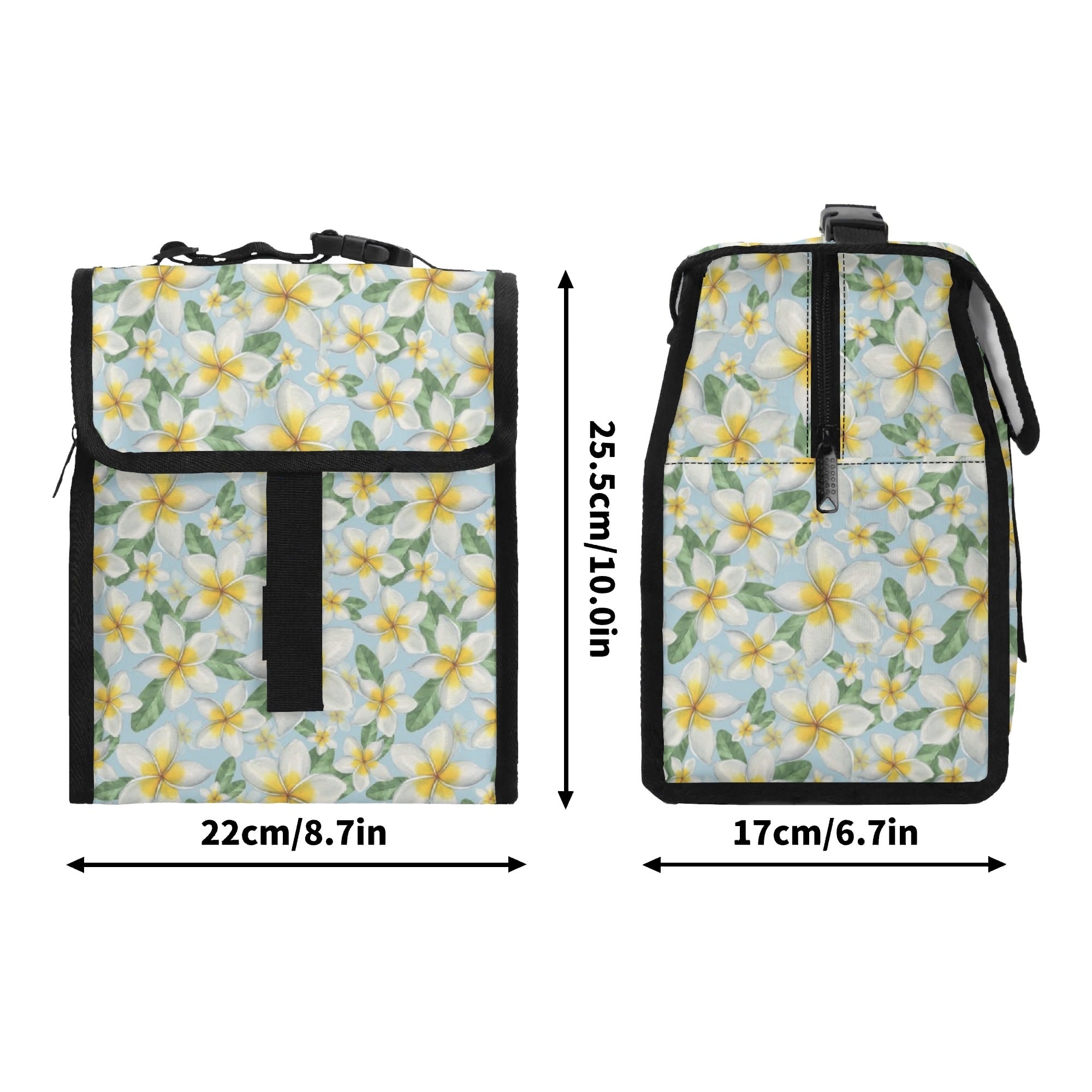 Delicate Frangipani Flip-top Lunch Bag Flip Top Lunch Bag Plants Printed Offshore
