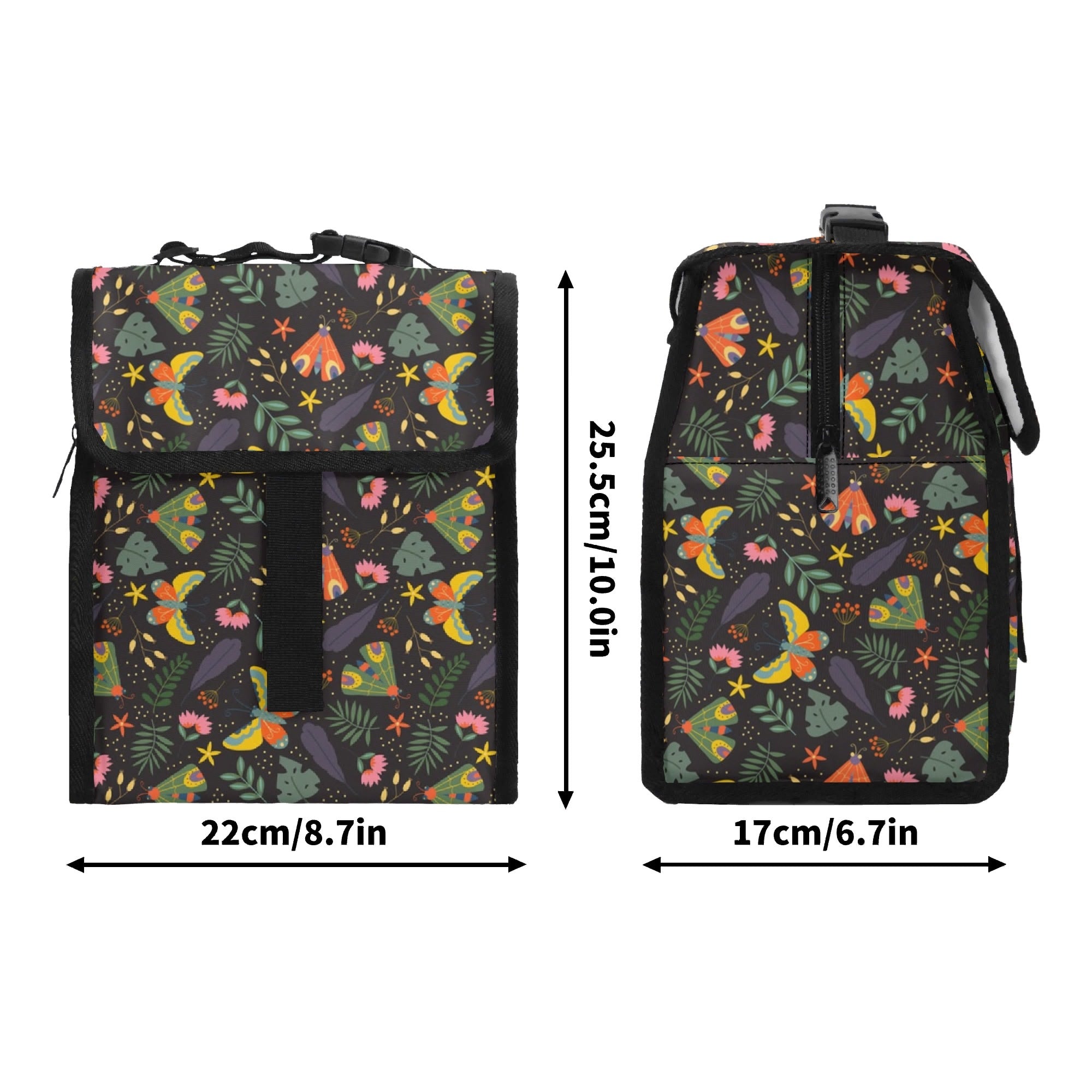 Dark Butterfly Flip-top Lunch Bag Flip Top Lunch Bag animal Printed Offshore