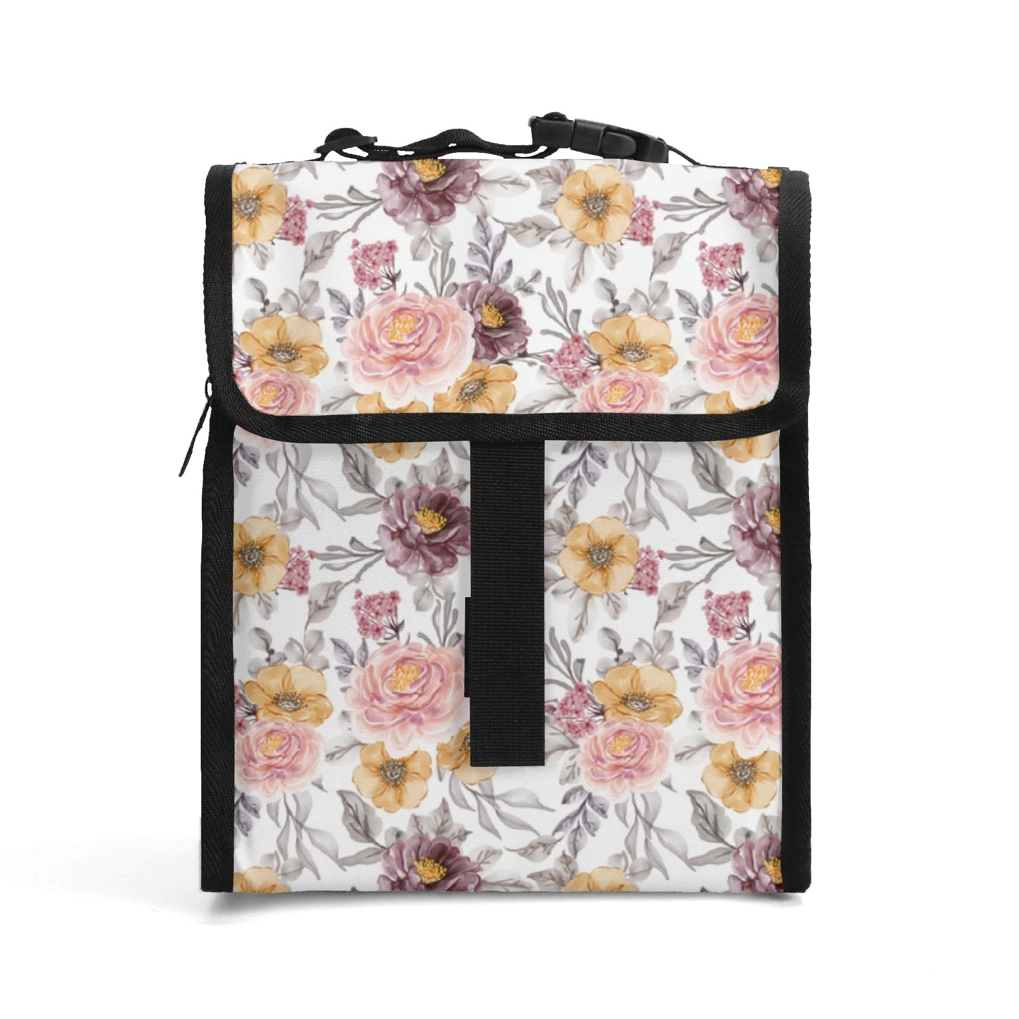 Painted Flowers Flip-top Lunch Bag Default Title Flip Top Lunch Bag Plants Printed Offshore