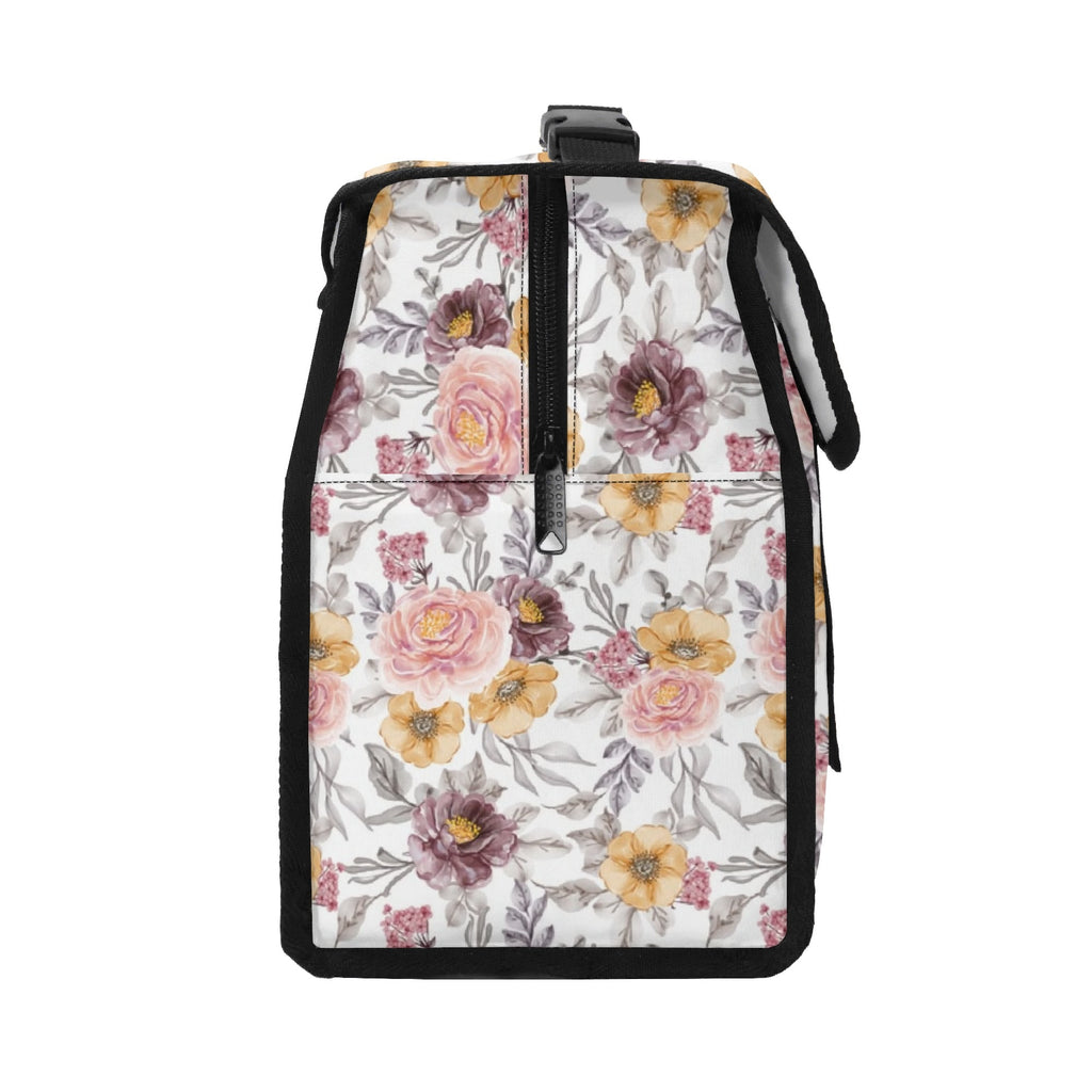 Painted Flowers Flip-top Lunch Bag Flip Top Lunch Bag Plants Printed Offshore