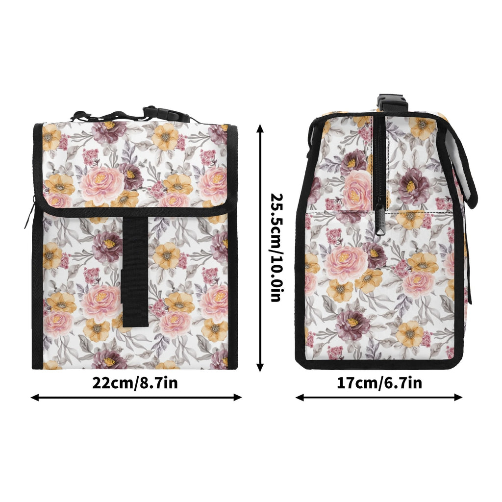 Painted Flowers Flip-top Lunch Bag Flip Top Lunch Bag Plants Printed Offshore