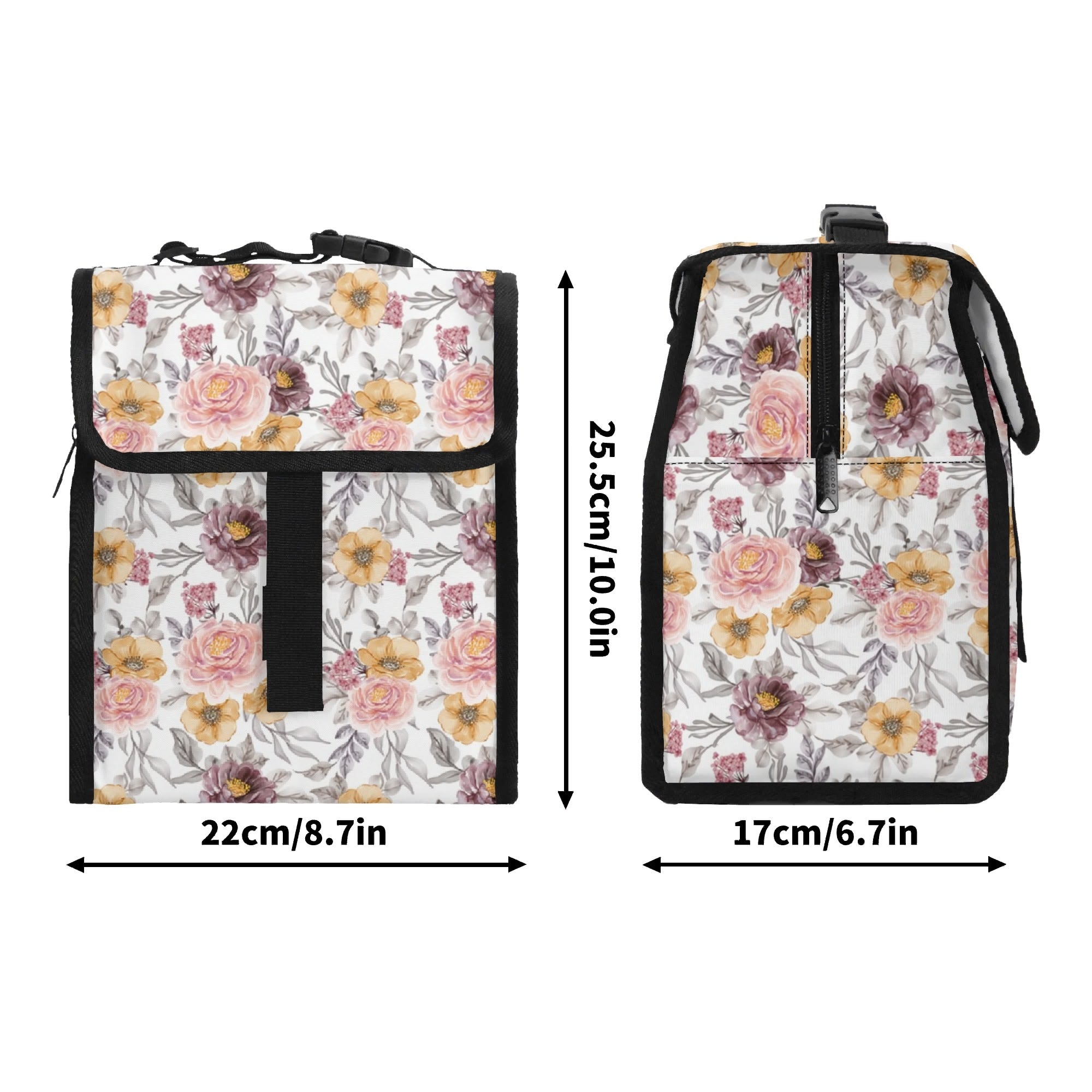 Painted Flowers Flip-top Lunch Bag Flip Top Lunch Bag Plants Printed Offshore