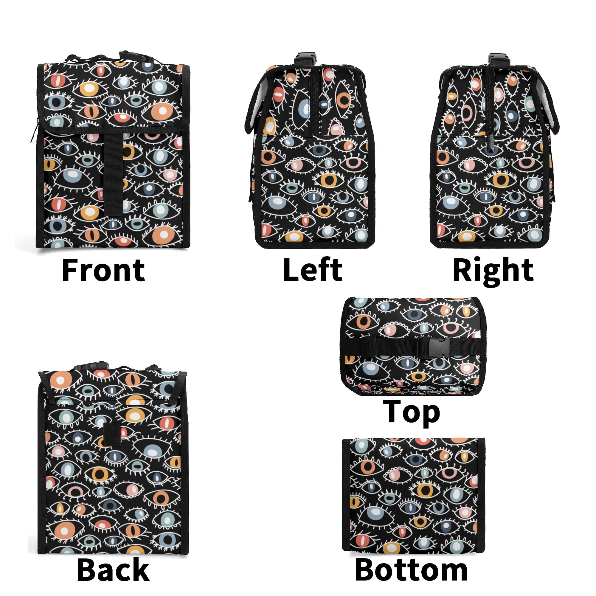 Eyes On Black Flip-top Lunch Bag Flip Top Lunch Bag Printed Offshore