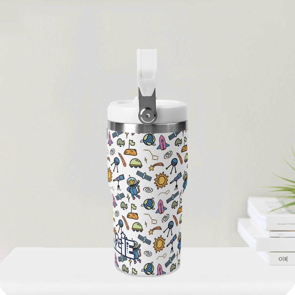 Personalised Monkey Astronaut In Space 20oz Stainless Steel Tumbler Screw On Lid With Straw Personalised 20oz Tumbler with Top Handle kids Printed Offshore Space