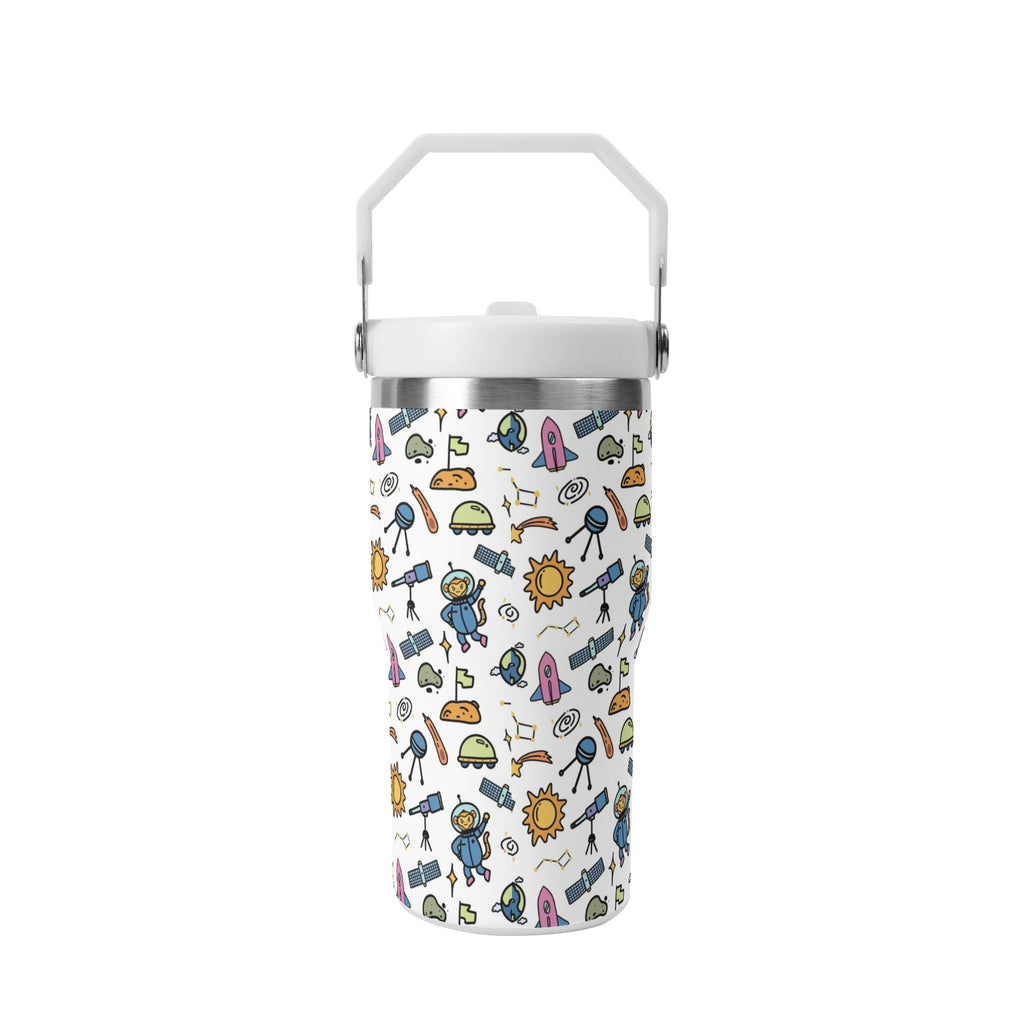Personalised Monkey Astronaut In Space 20oz Stainless Steel Tumbler Screw On Lid With Straw Personalised 20oz Tumbler with Top Handle kids Printed Offshore Space
